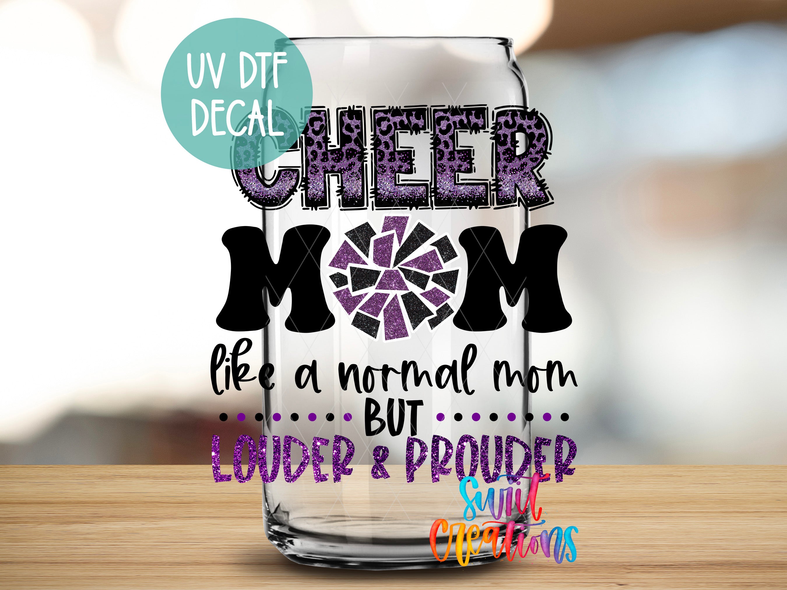 a glass jar with a decorative design and text printed on it.