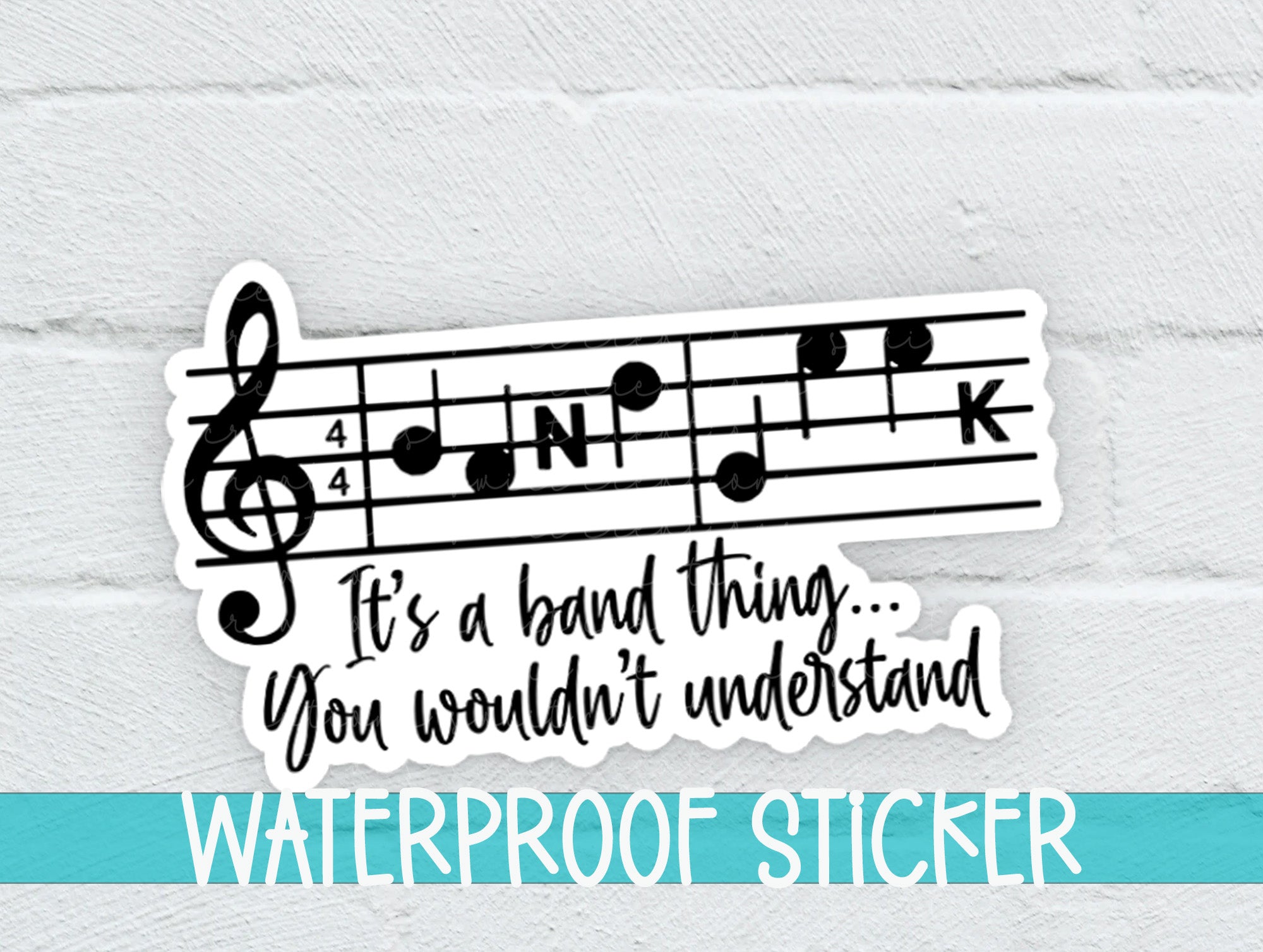 a sticker with the words waterproof sticker on it