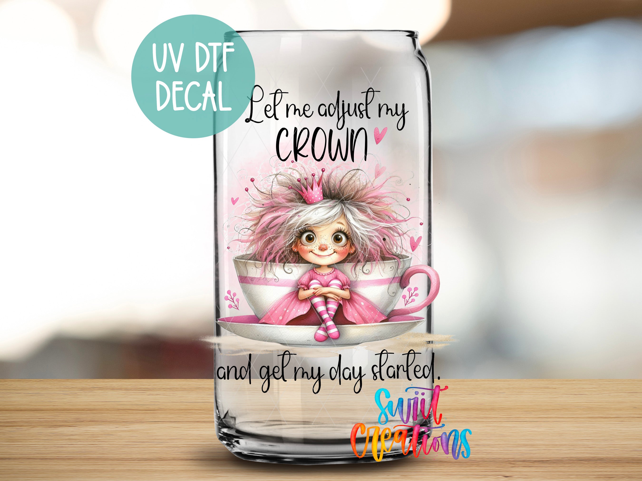 a glass with a picture of a girl inside of it