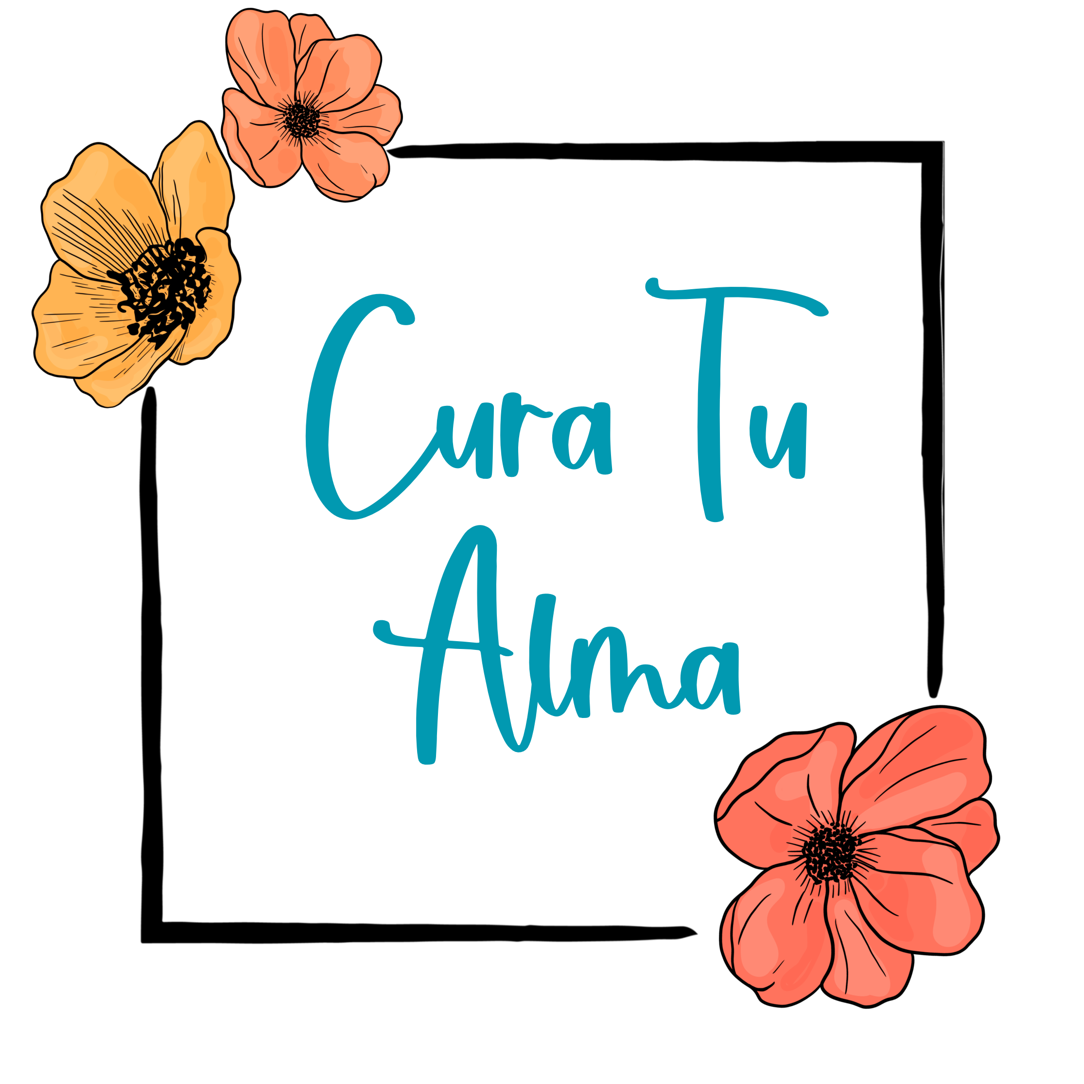 a frame with flowers and the words cura tu alma