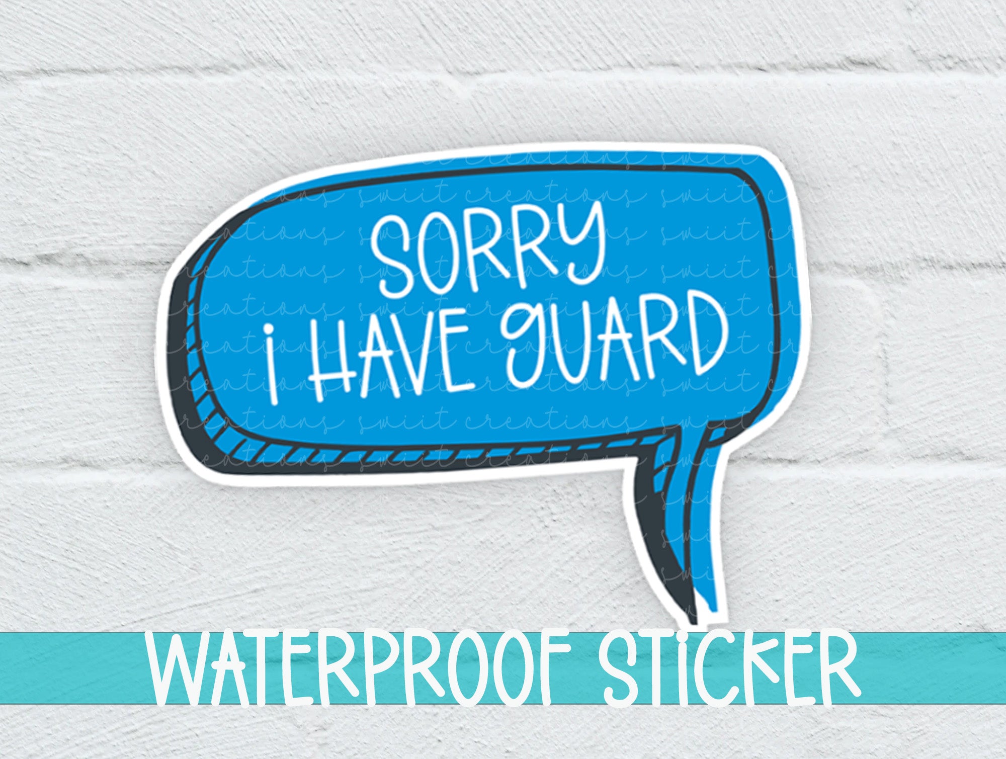 a blue speech bubble with the words sorry i have squadron written on it