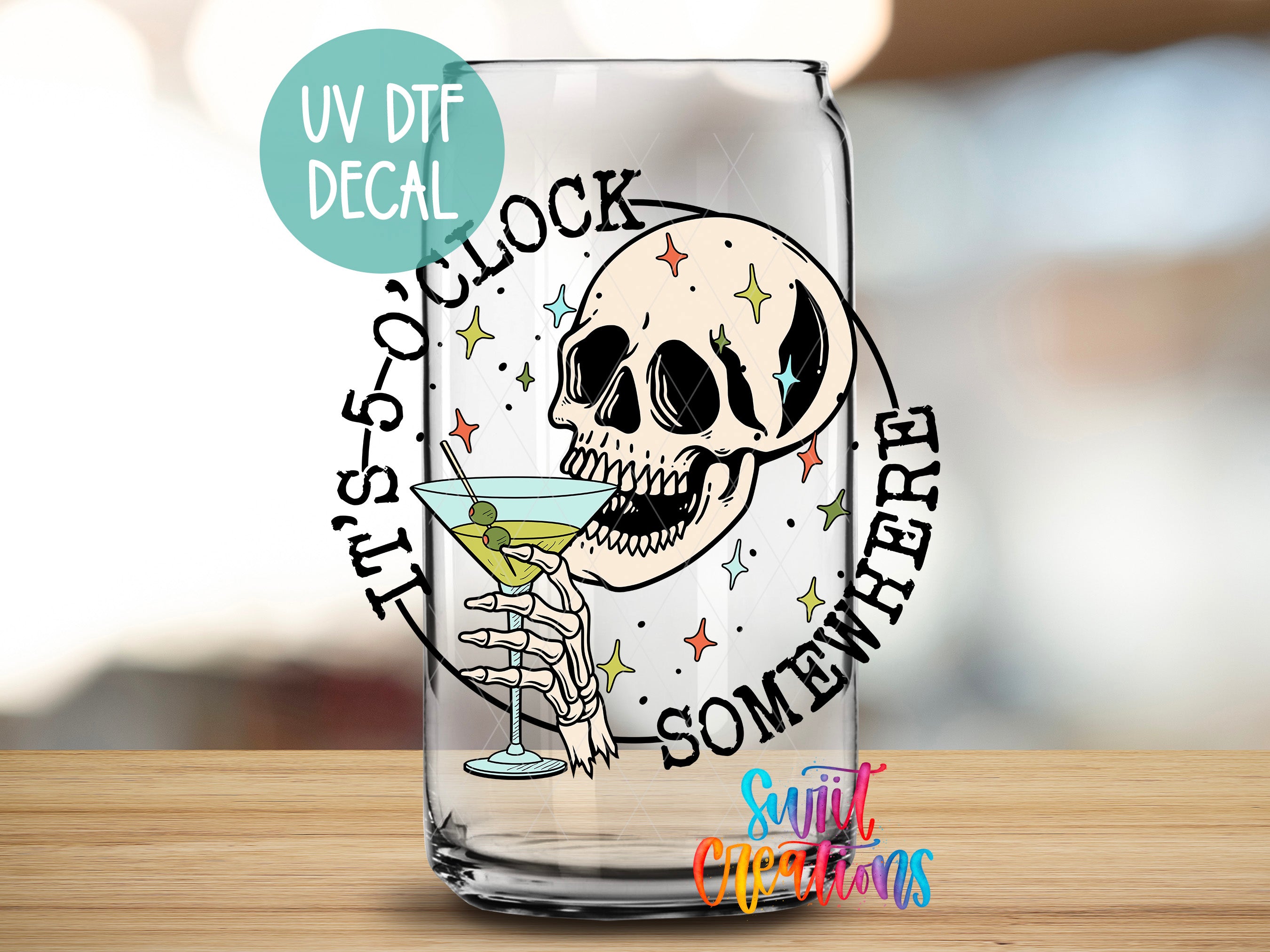 a glass with a skull holding a wine glass