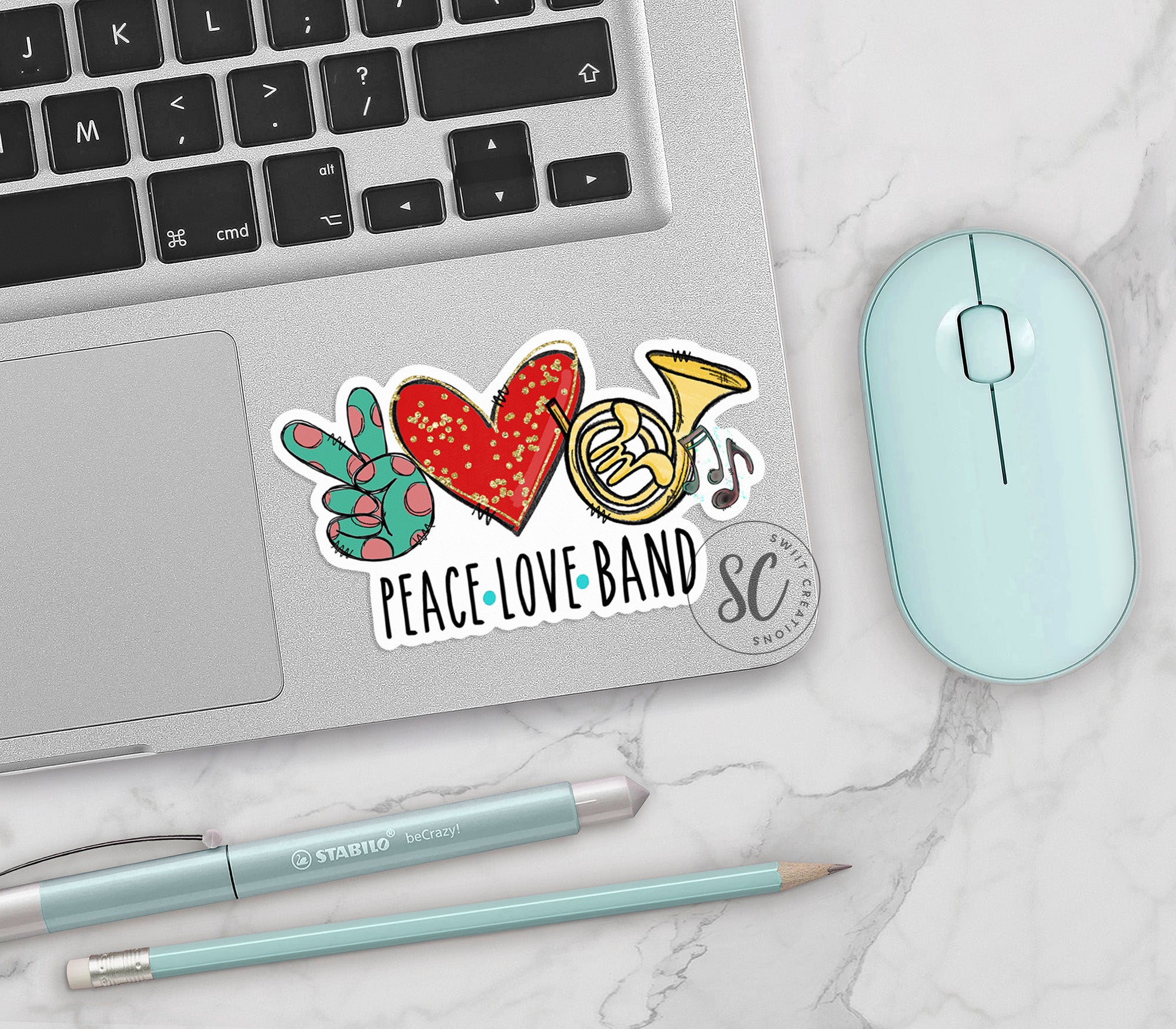 Peace Love Band Sticker SS309