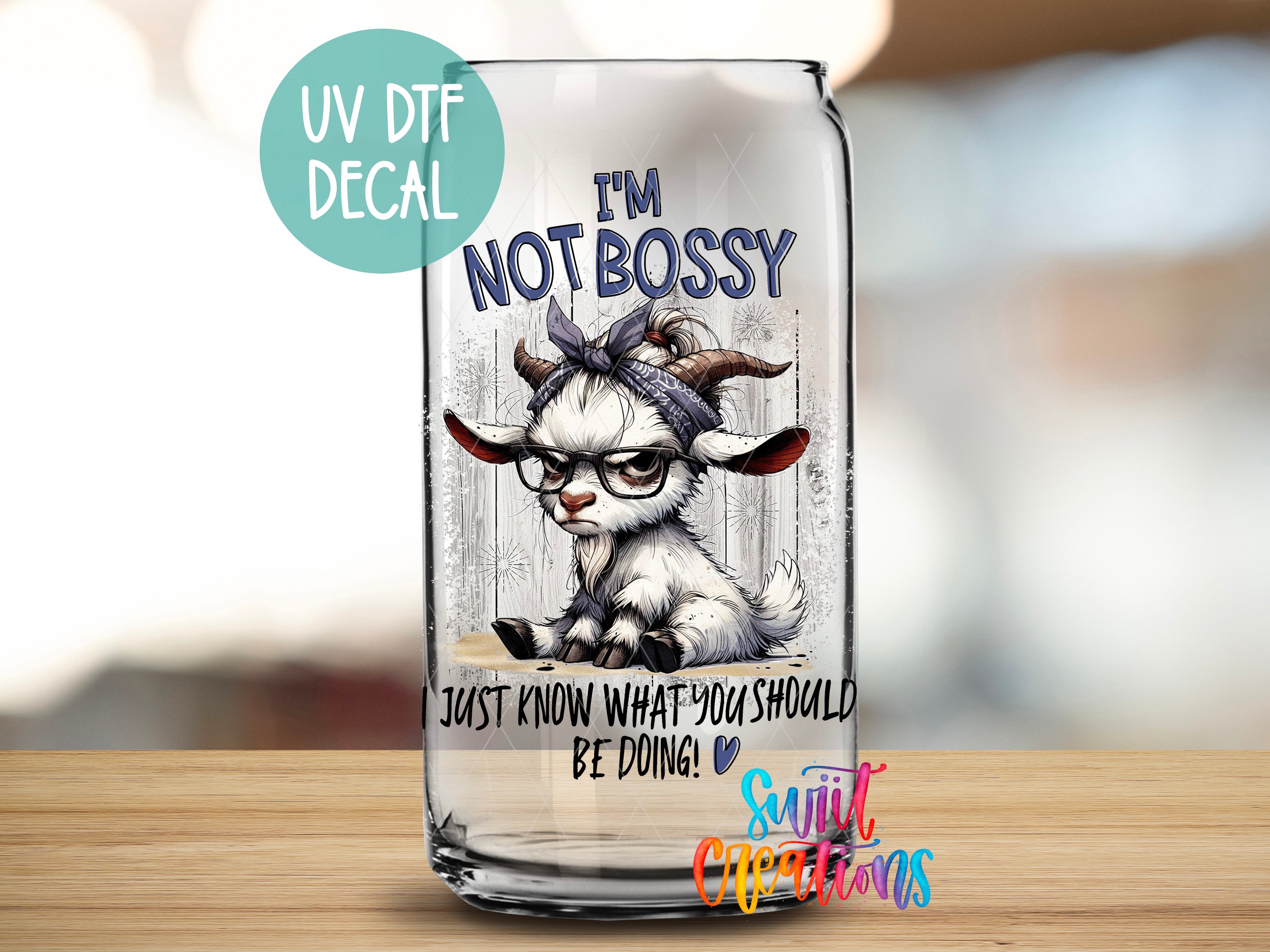 a glass with a picture of a bull on it