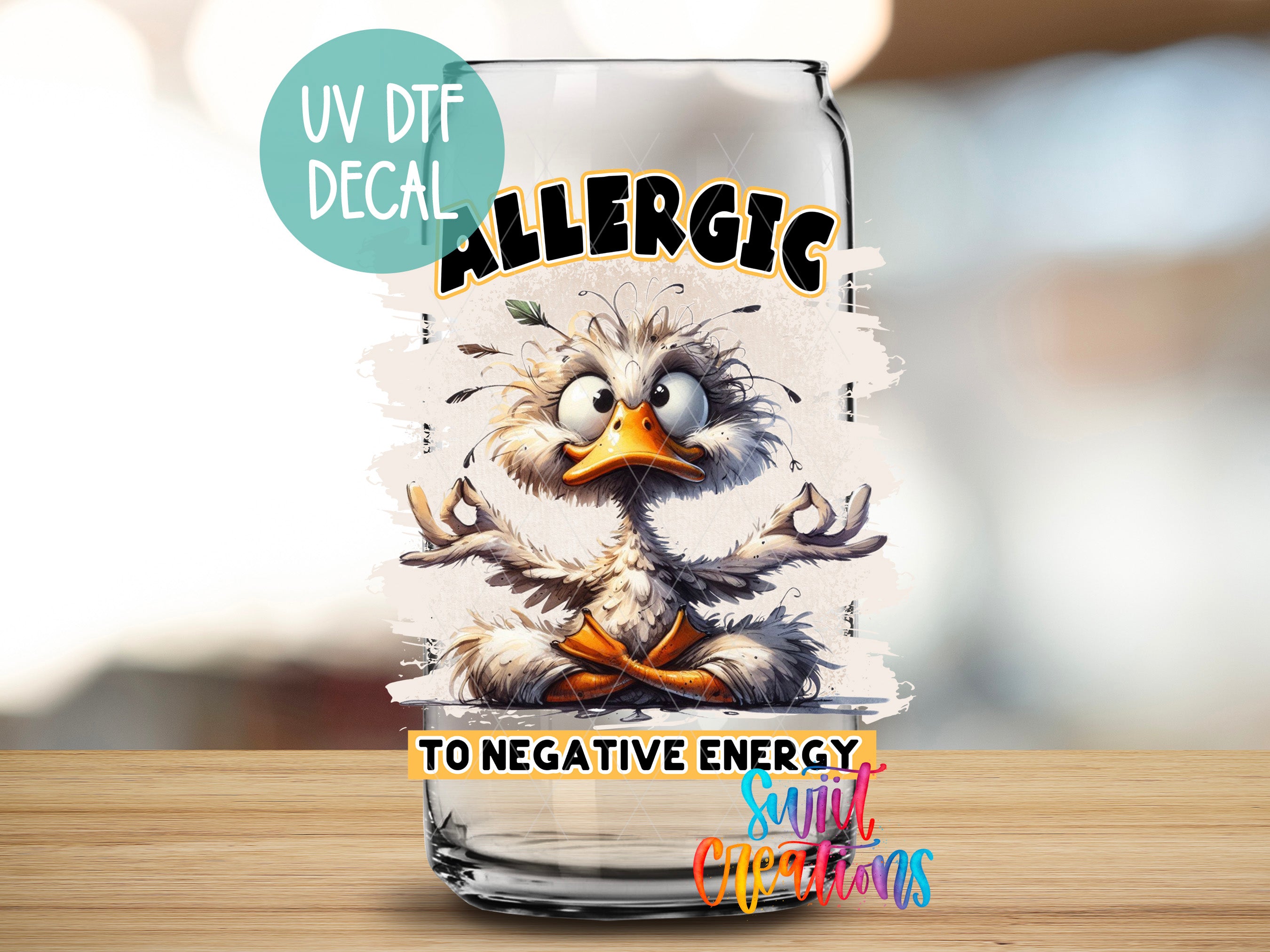 a glass with an image of an angry bird on it