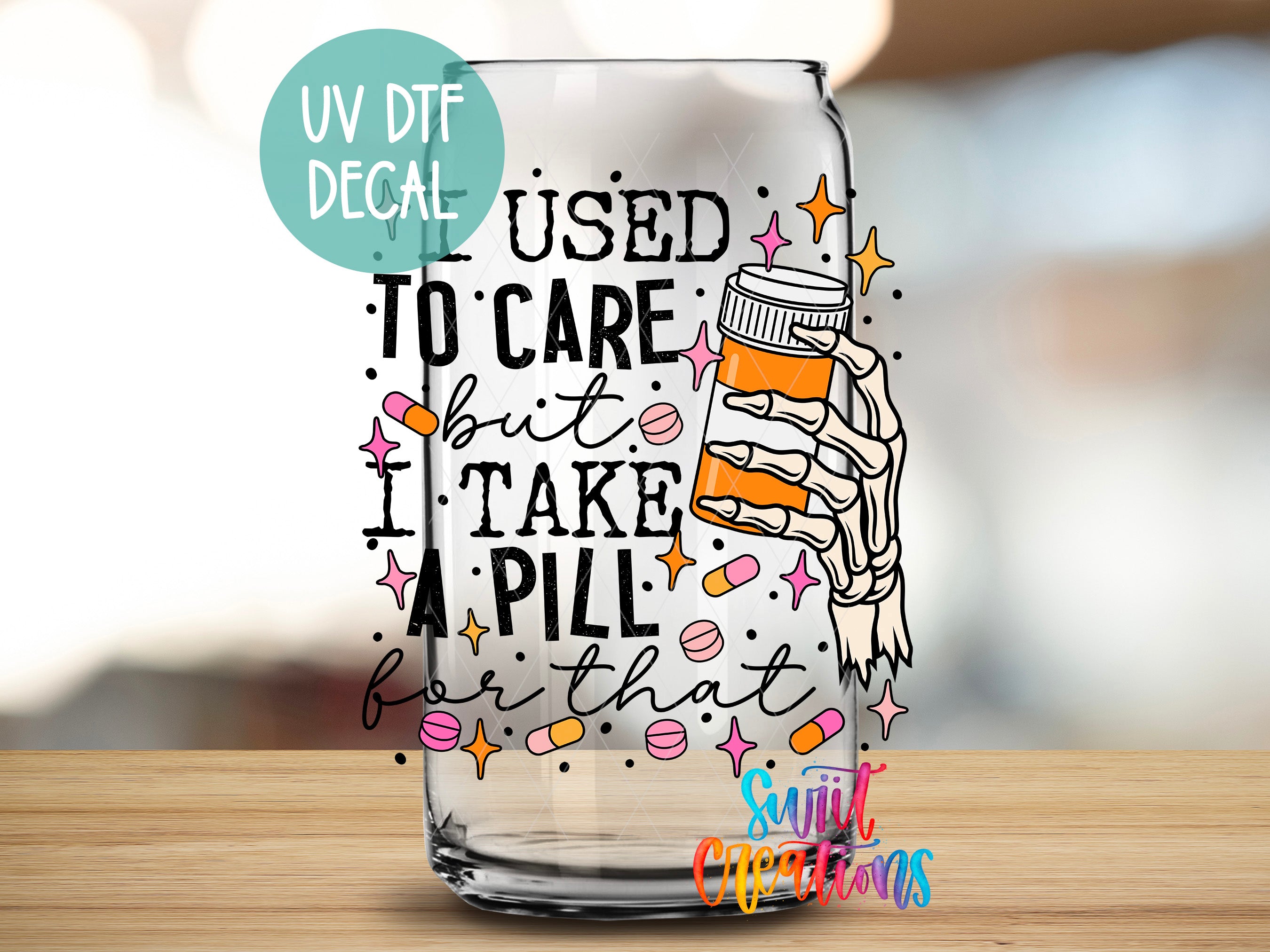 a glass that has a picture of a person on it