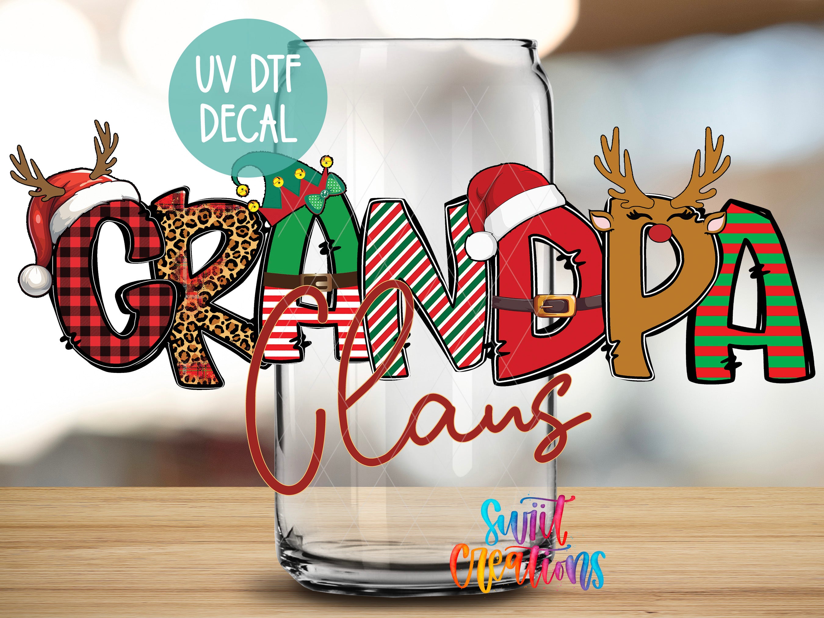 a glass with the word grandpa next to it