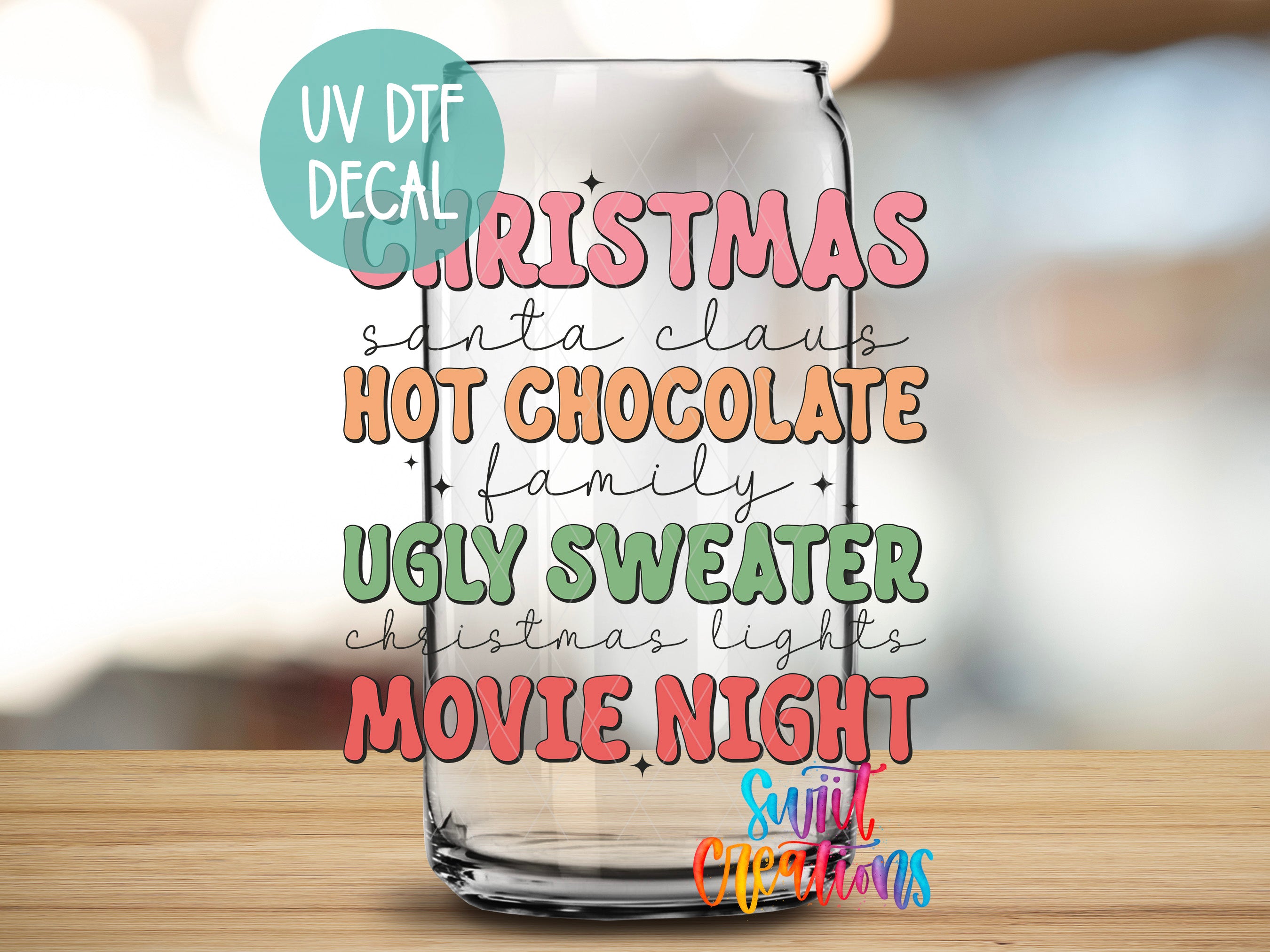 a glass that has some type of lettering on it