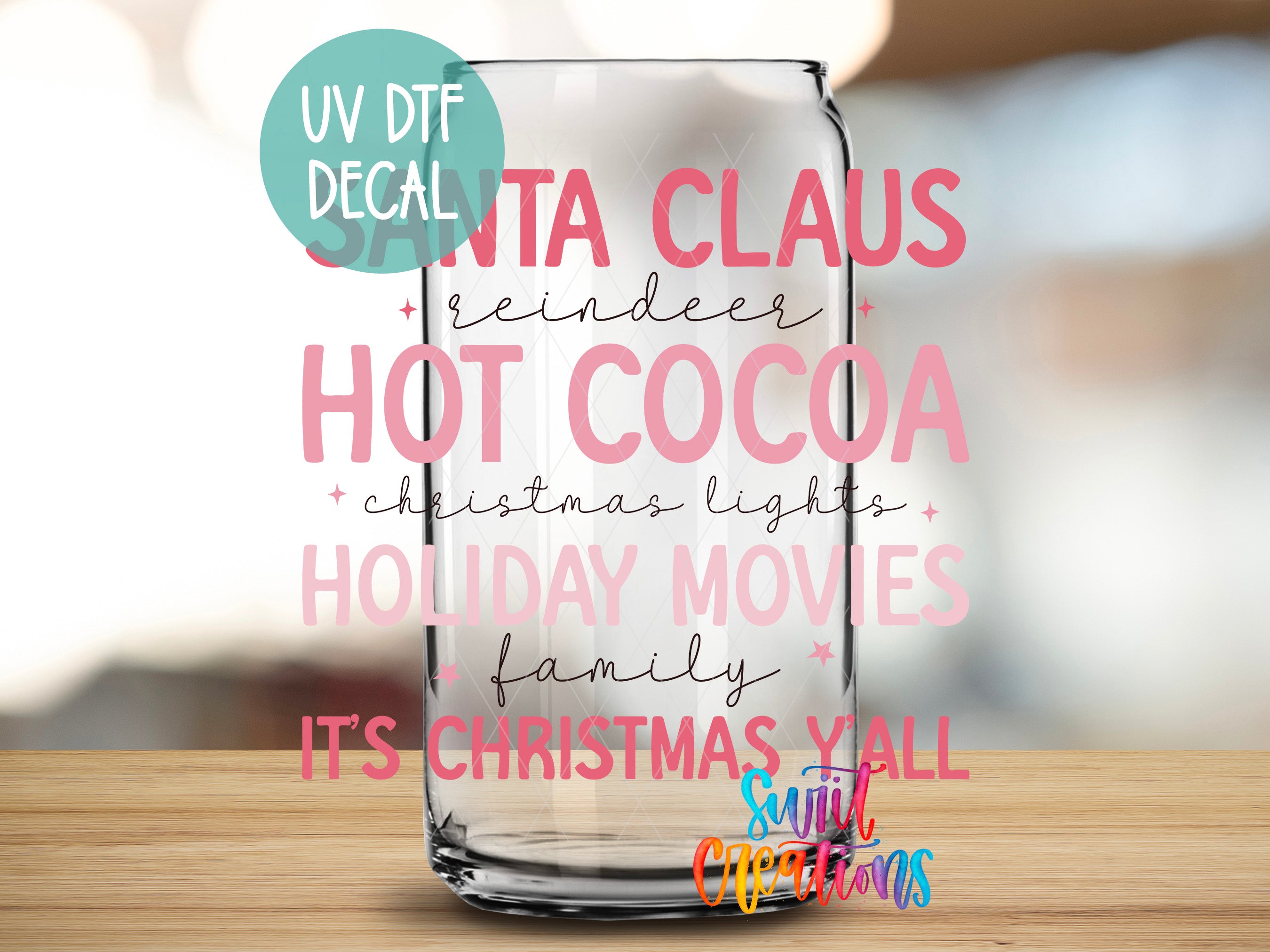 a glass with the words hot cocoa on it