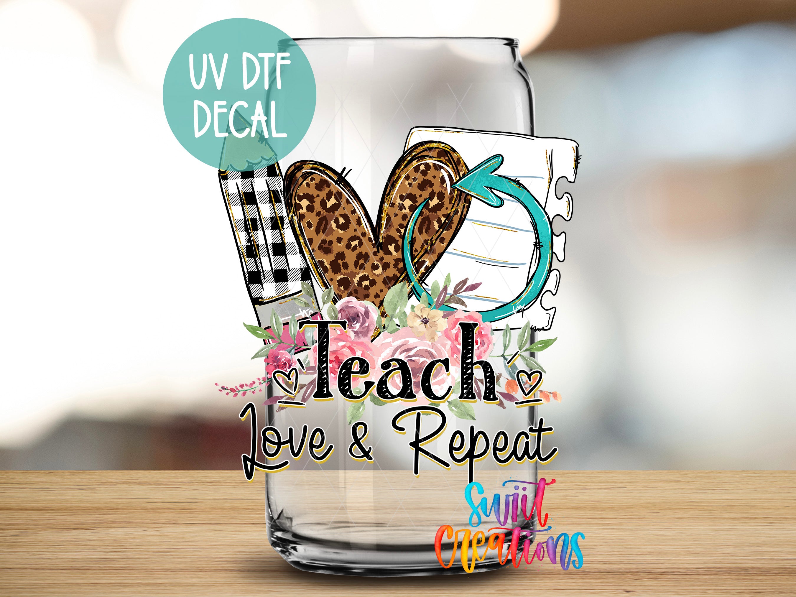 a glass with a picture of a leopard print on it