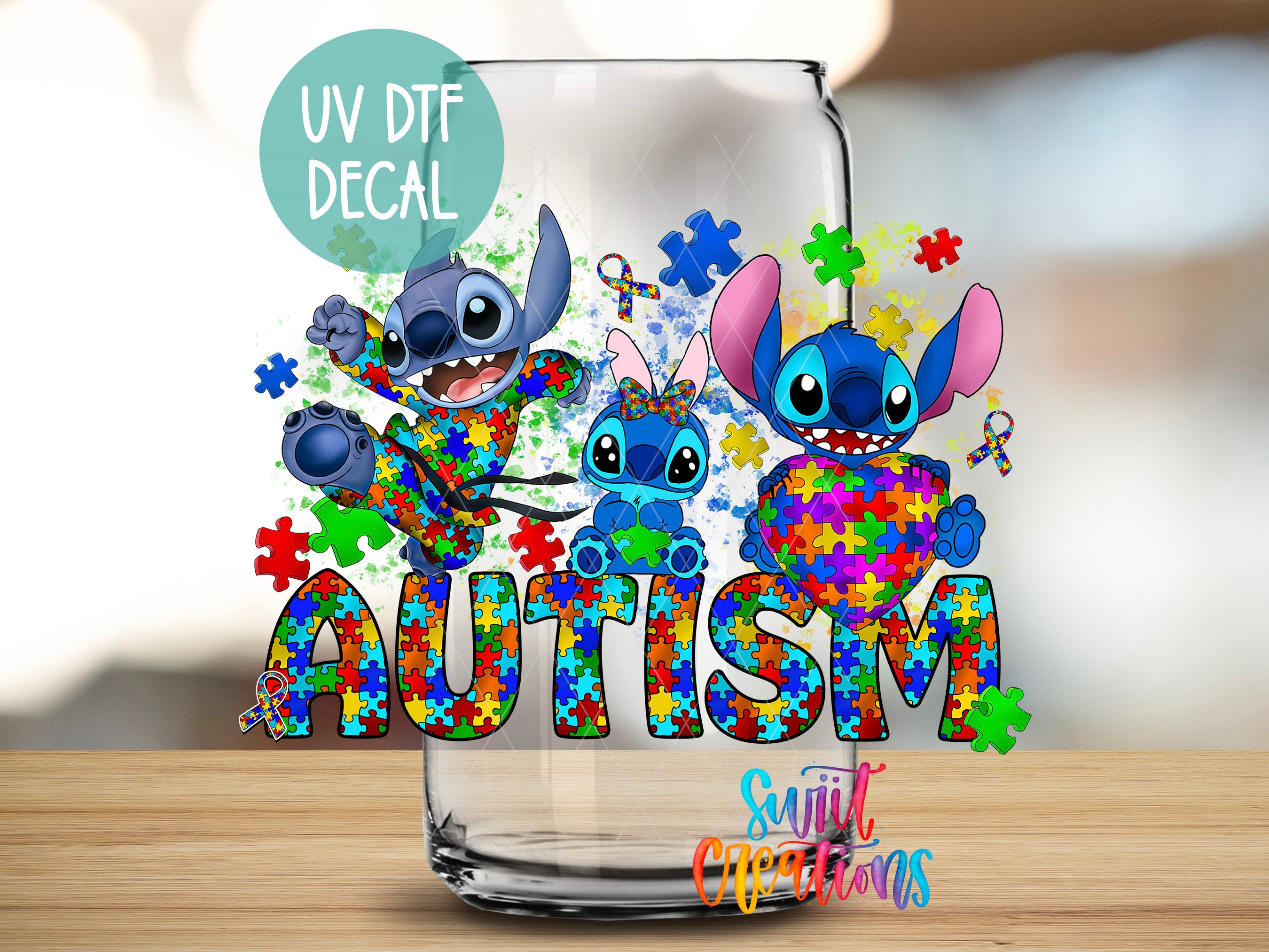 a glass with a picture of two stitch stitch stitch stitch stitch stitch stitch stitch stitch