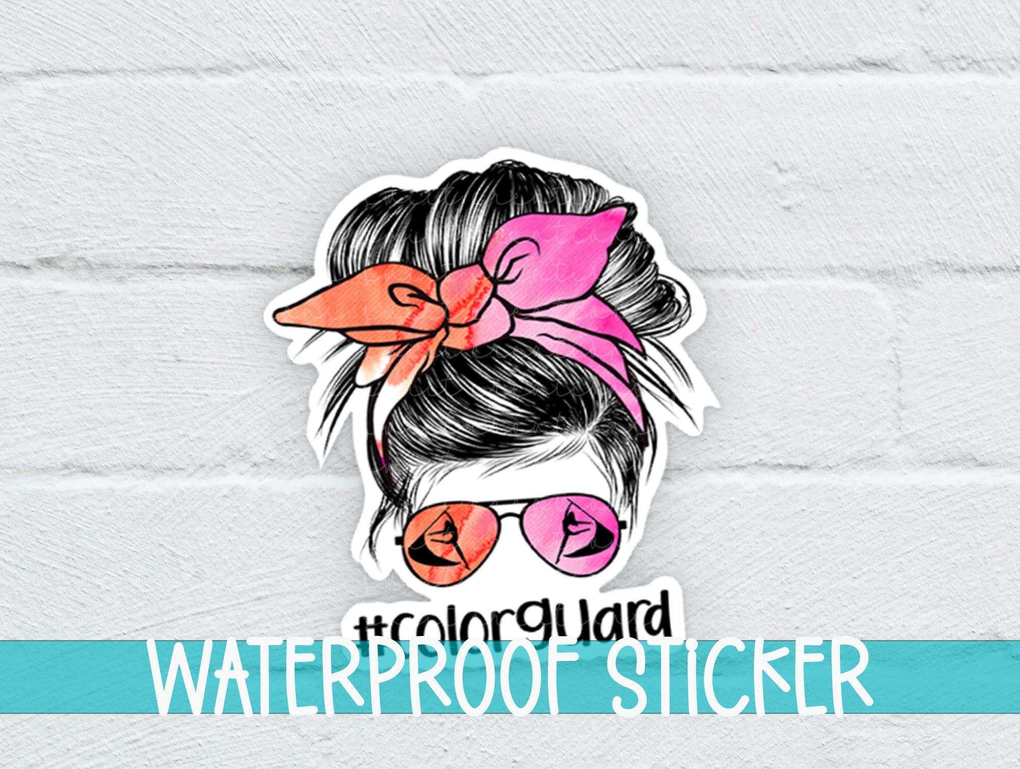 a sticker of a woman with a flower in her hair