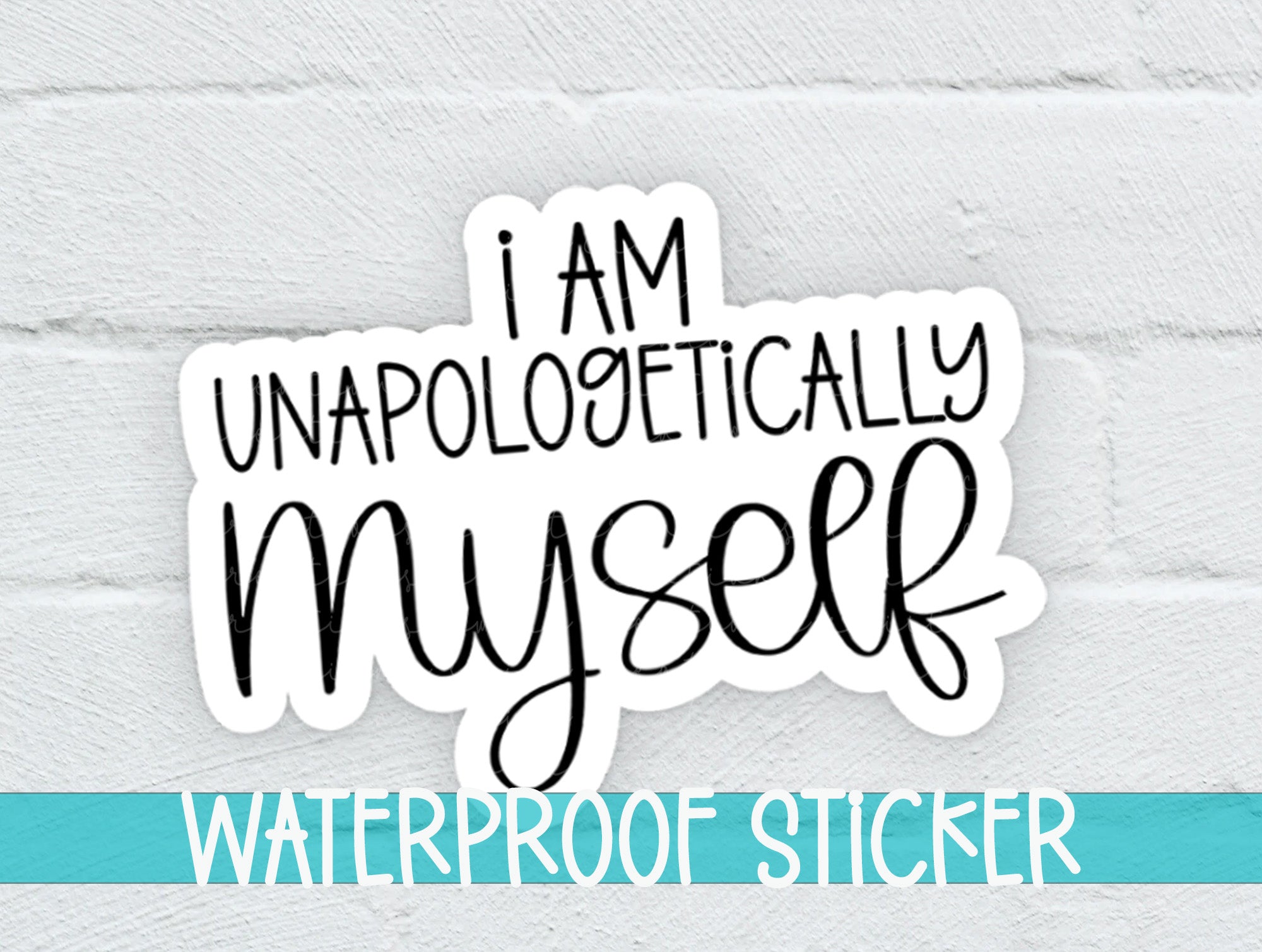 a white brick wall with a sticker that says i am unapolocatically