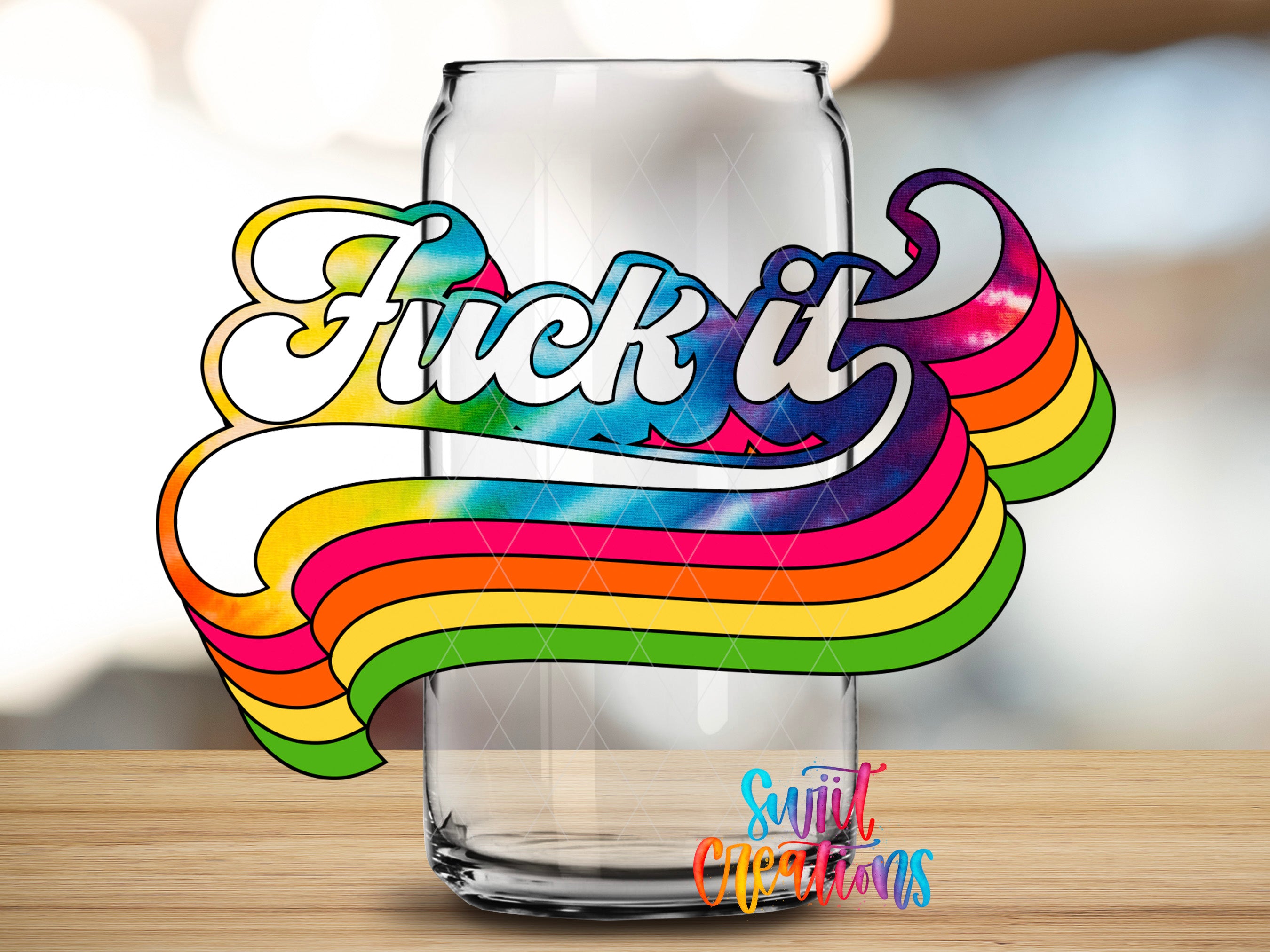 a colorful, retro-style graphic with the text "FUCK IT" prominently displayed.