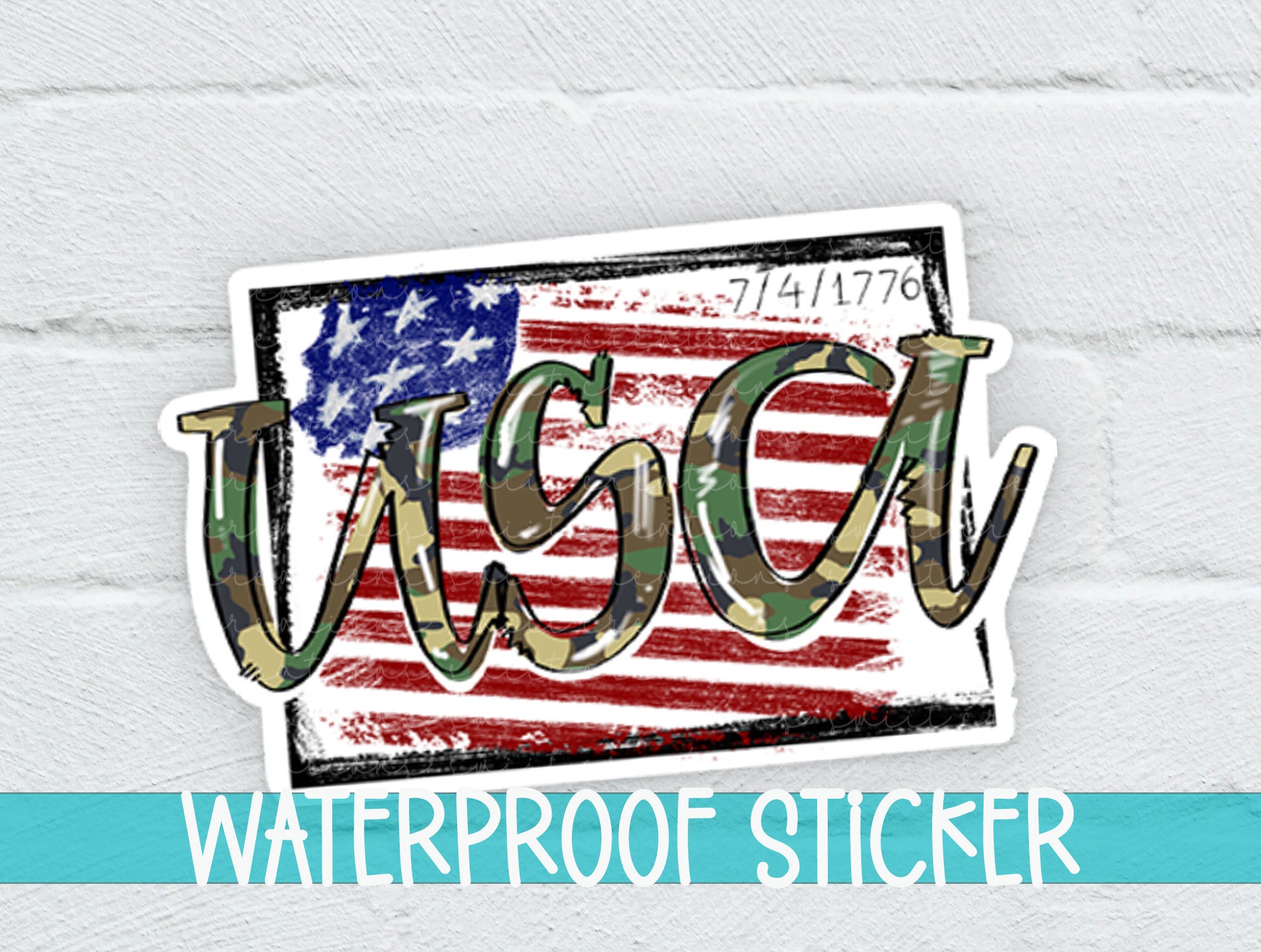 a waterproof sticker with the word u s c a on it