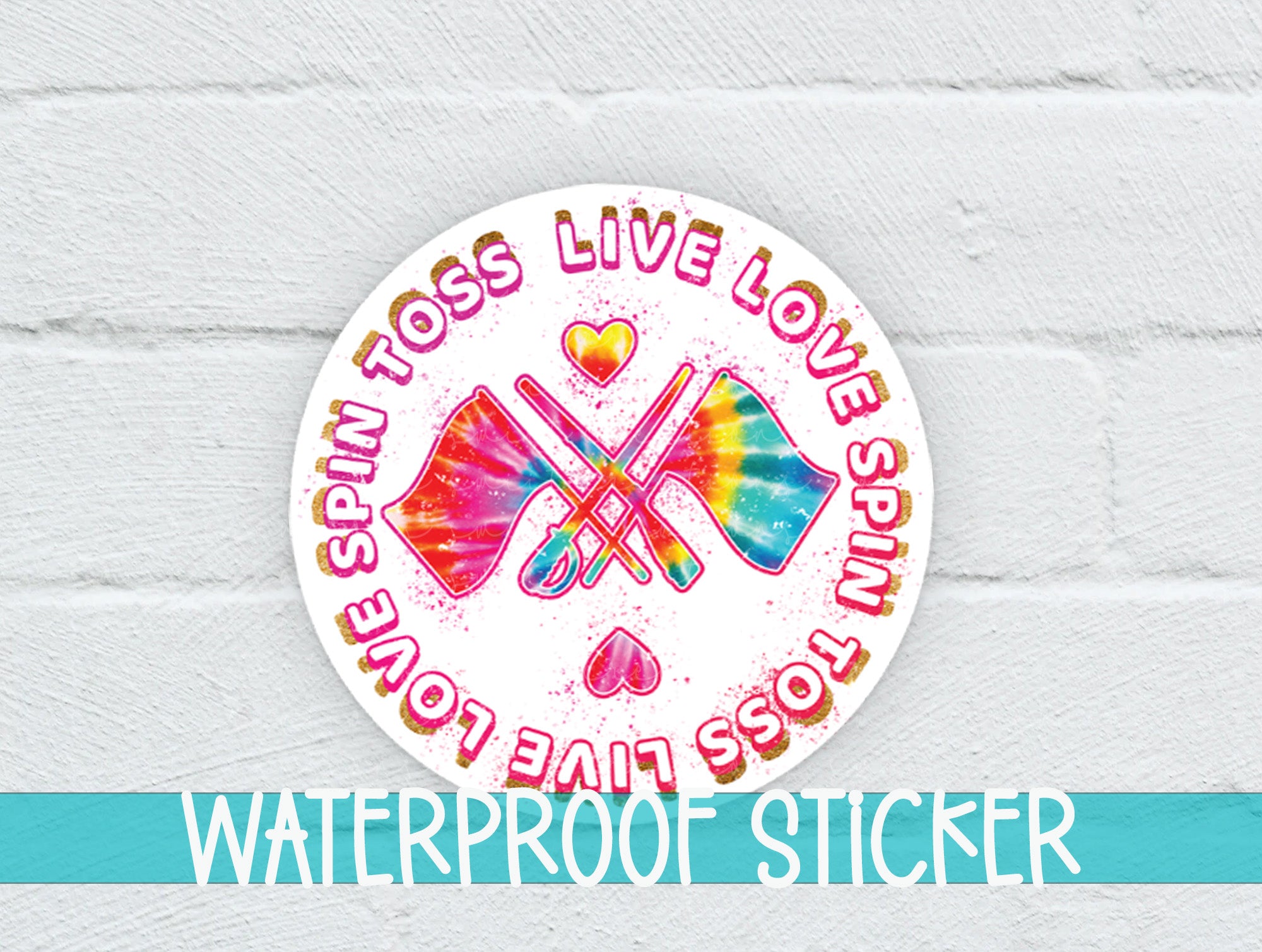 a waterproof sticker on a white brick wall
