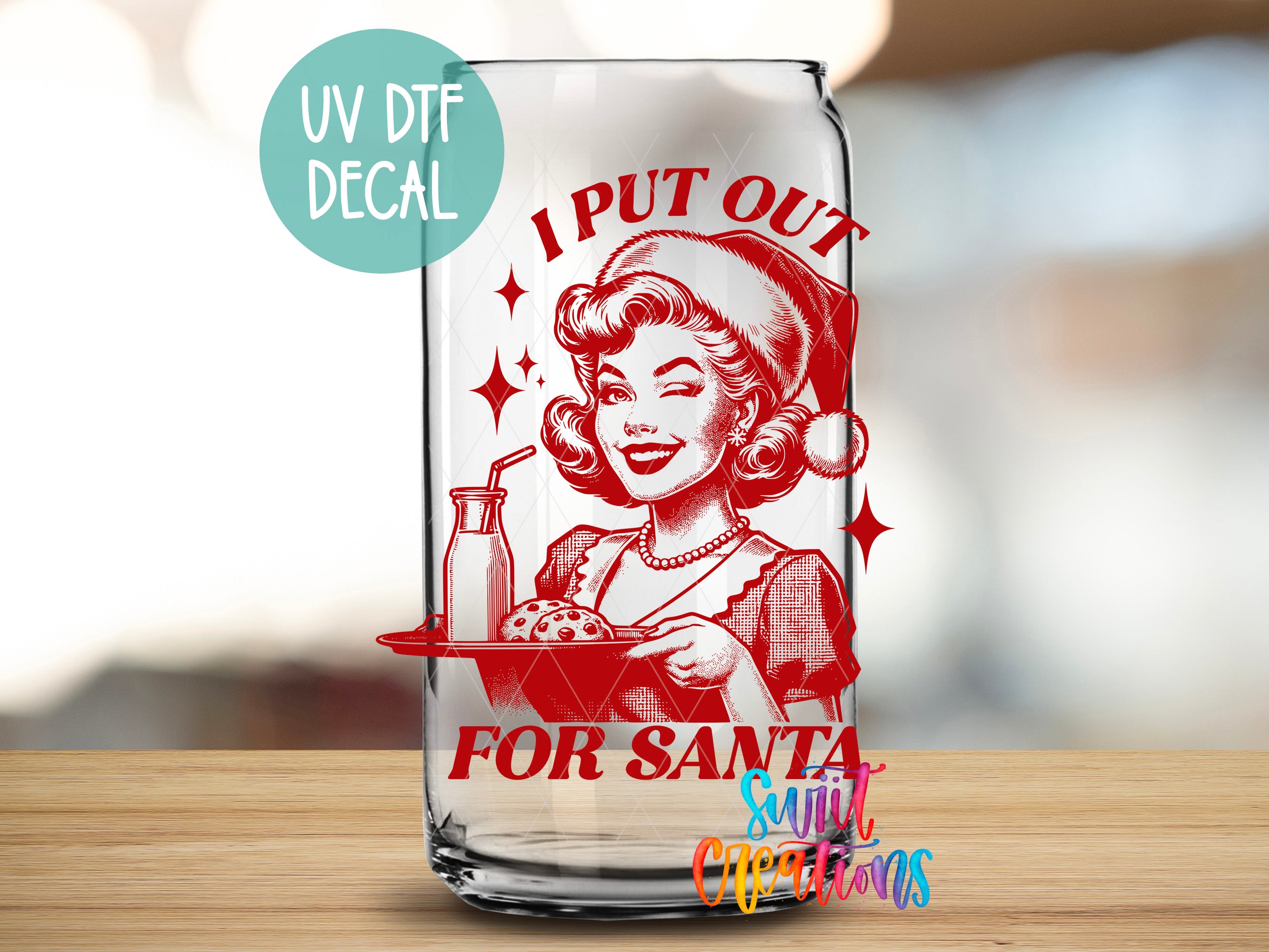 a glass with a picture of a woman on it