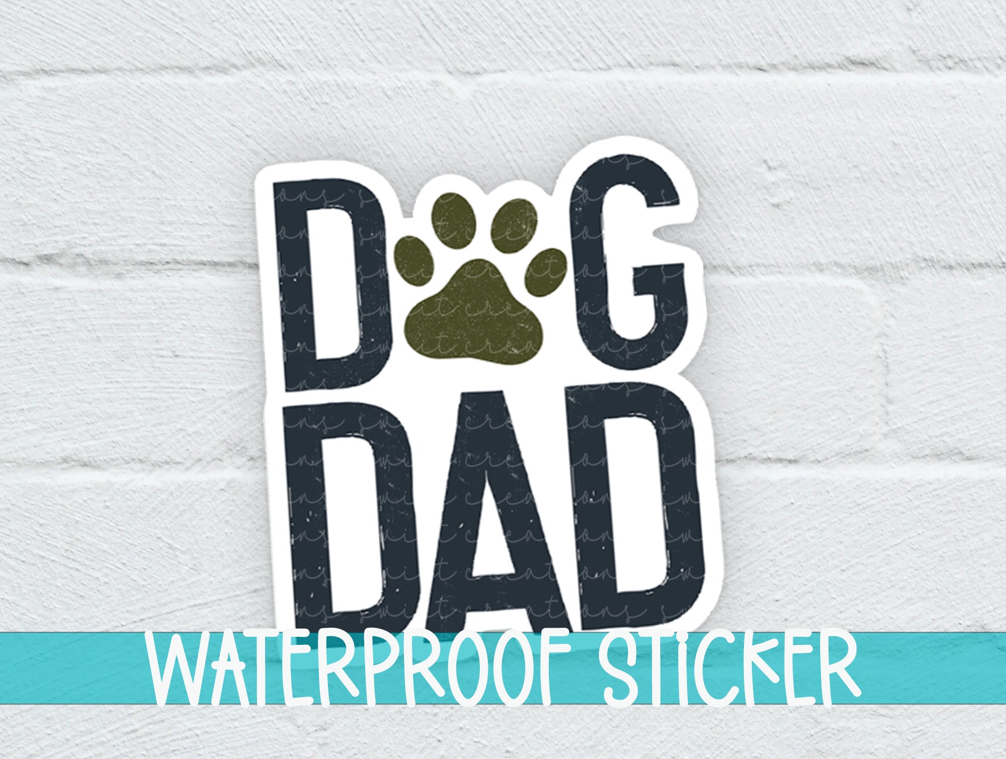 a sticker that says dog dad waterproof sticker