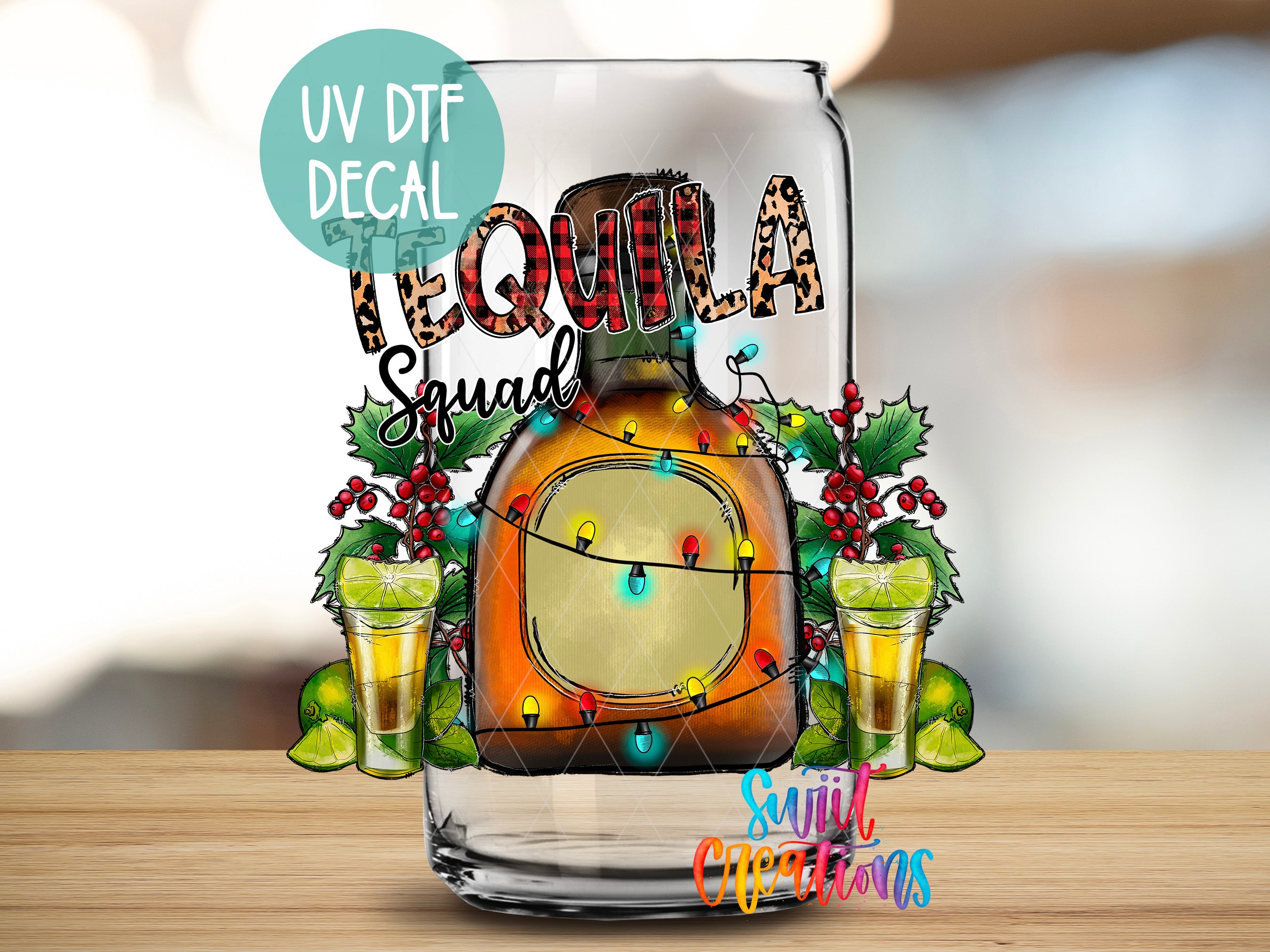 a glass with a picture of a clock on it