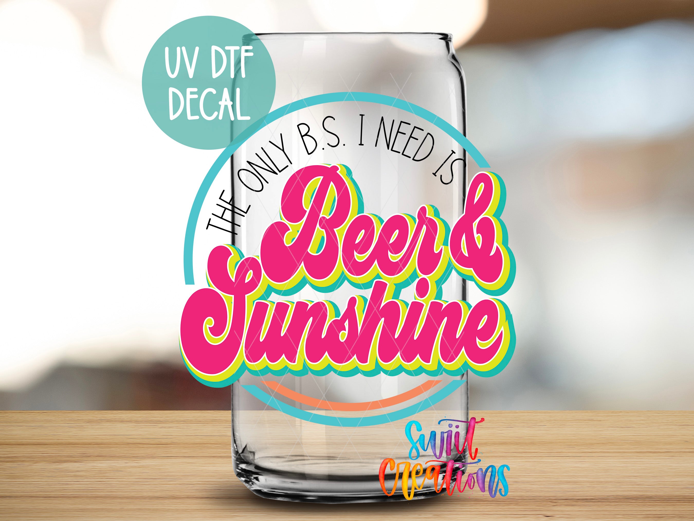 a beer glass with the words beer and sunshine on it