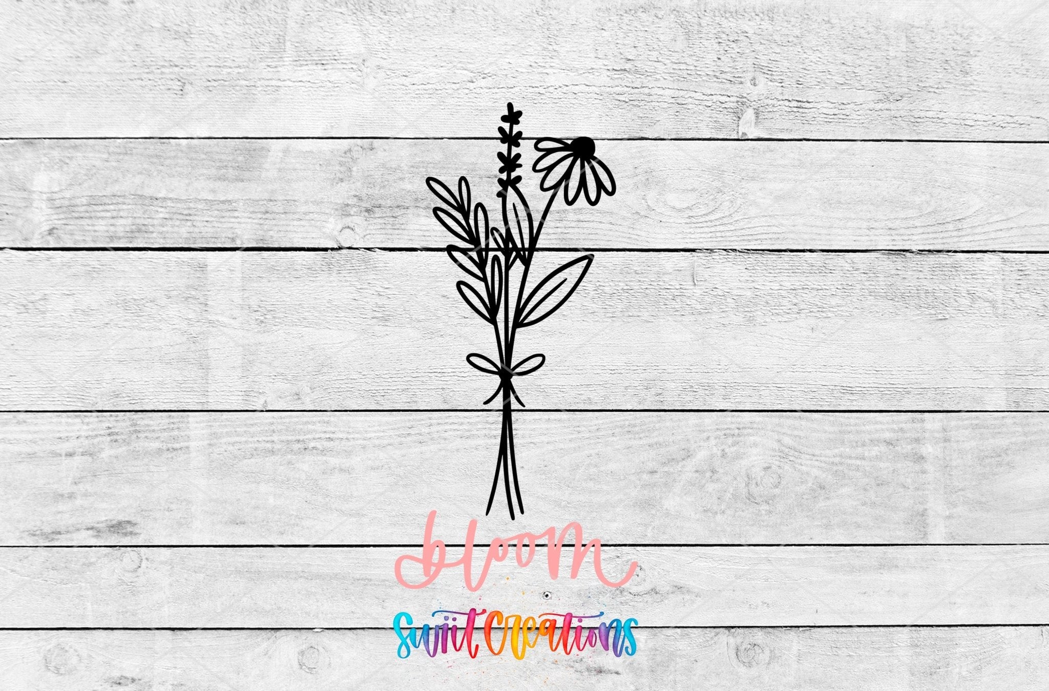 Bloom Floral Motel Keychain UV DTF Transfer | Minimalist Wildflower Decal | MK2099 - Swiit Creations