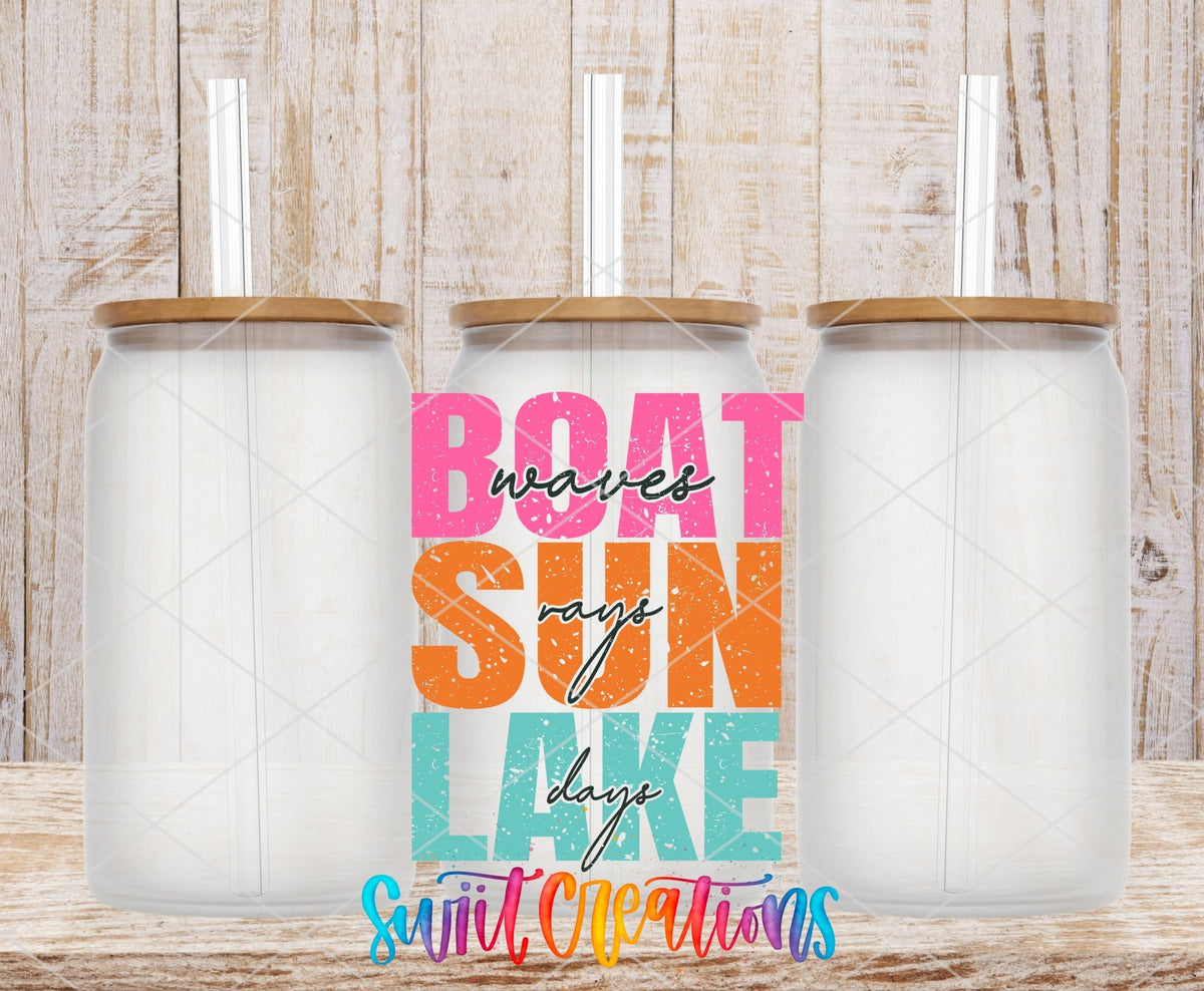 Boat Wave Sun Rays Lake Days UV DTF Cup Decal | UV850 - Swiit Creations