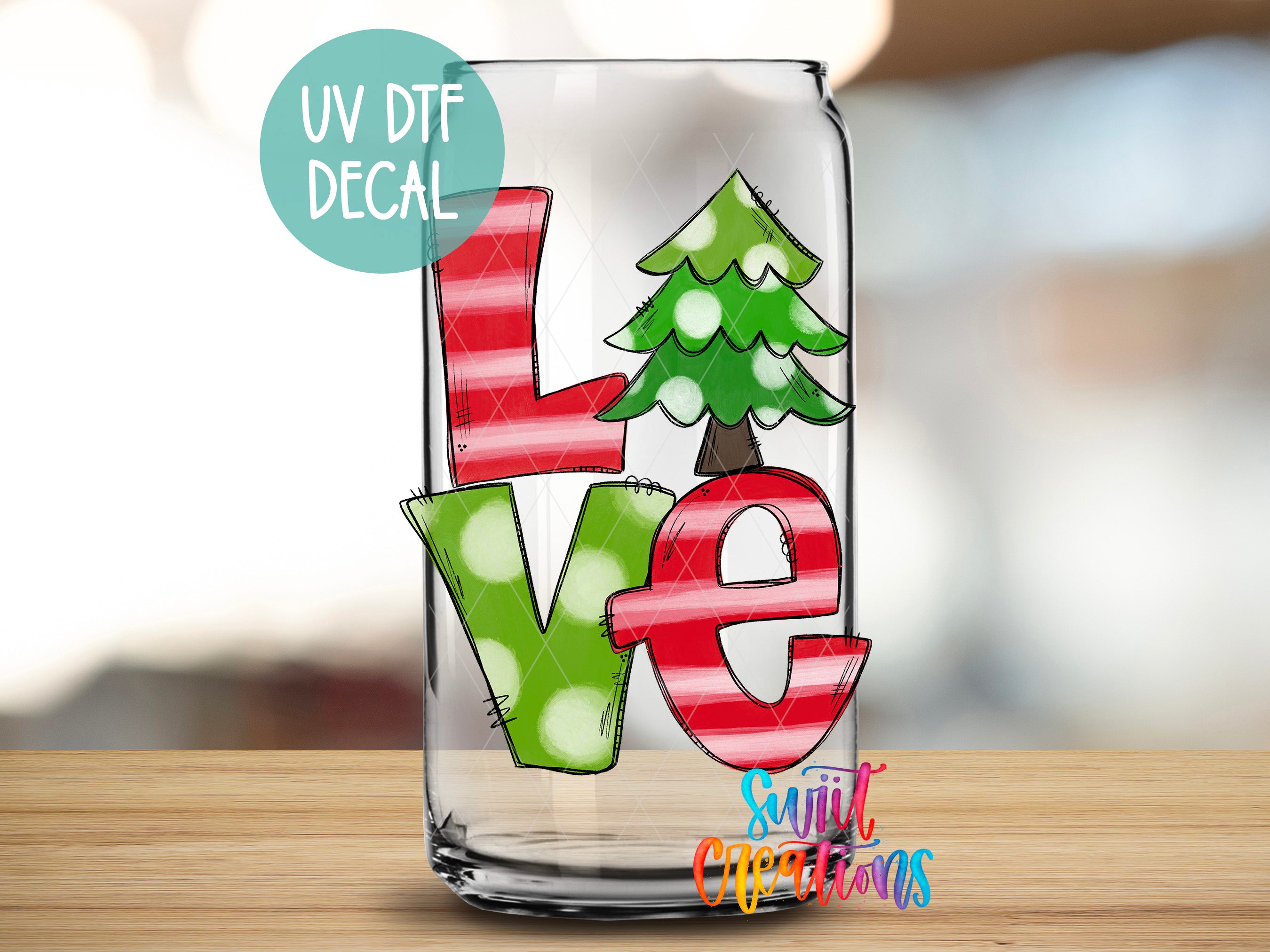 a picture of a glass with the word love painted on it