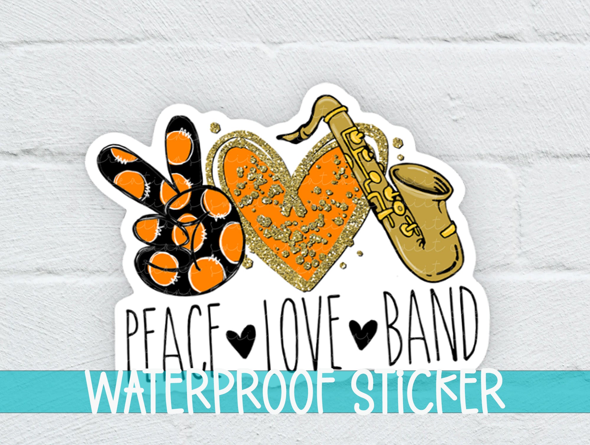 a sticker that says peace love band waterproof sticker
