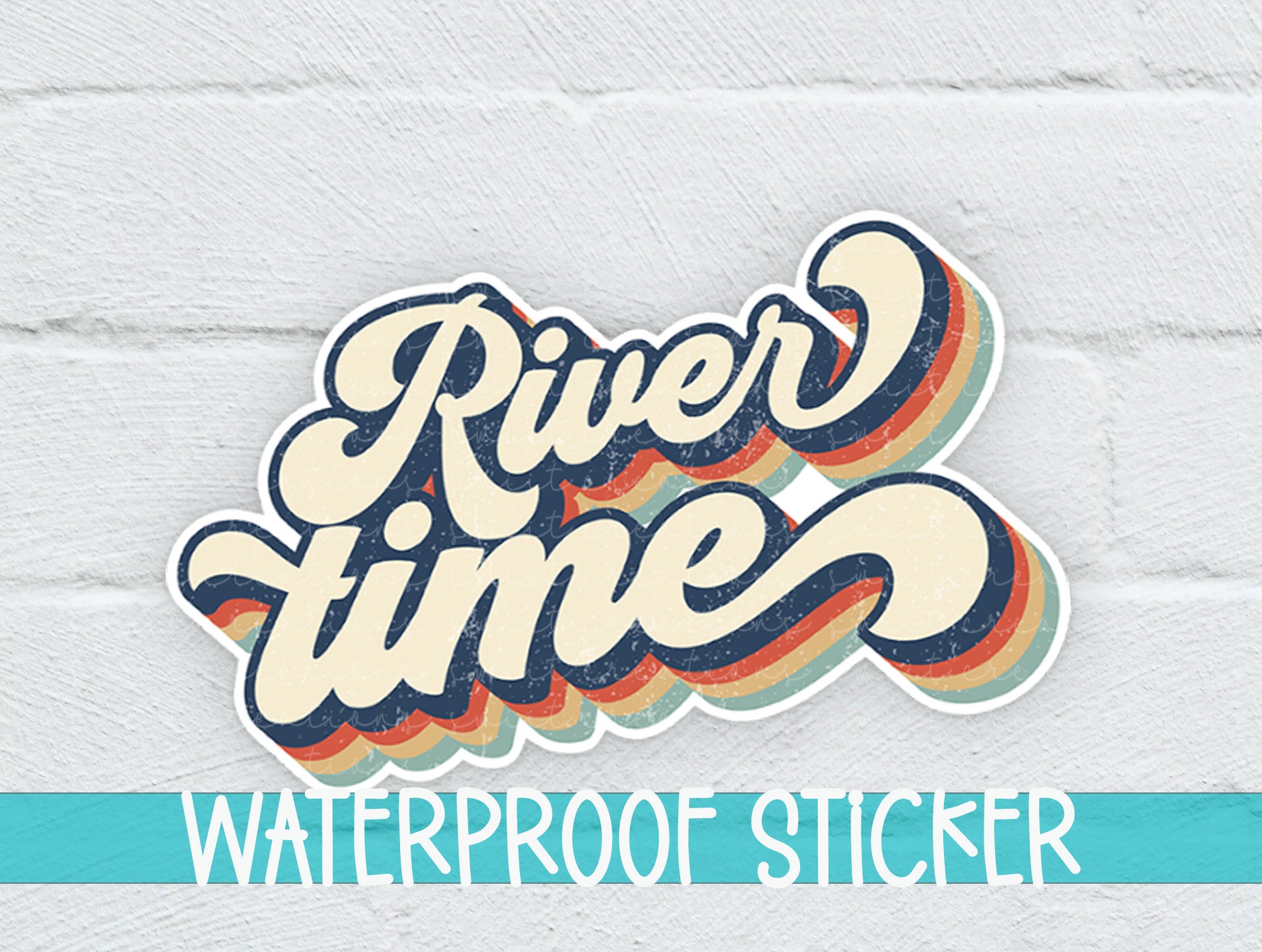 a waterproof sticker on a white brick wall