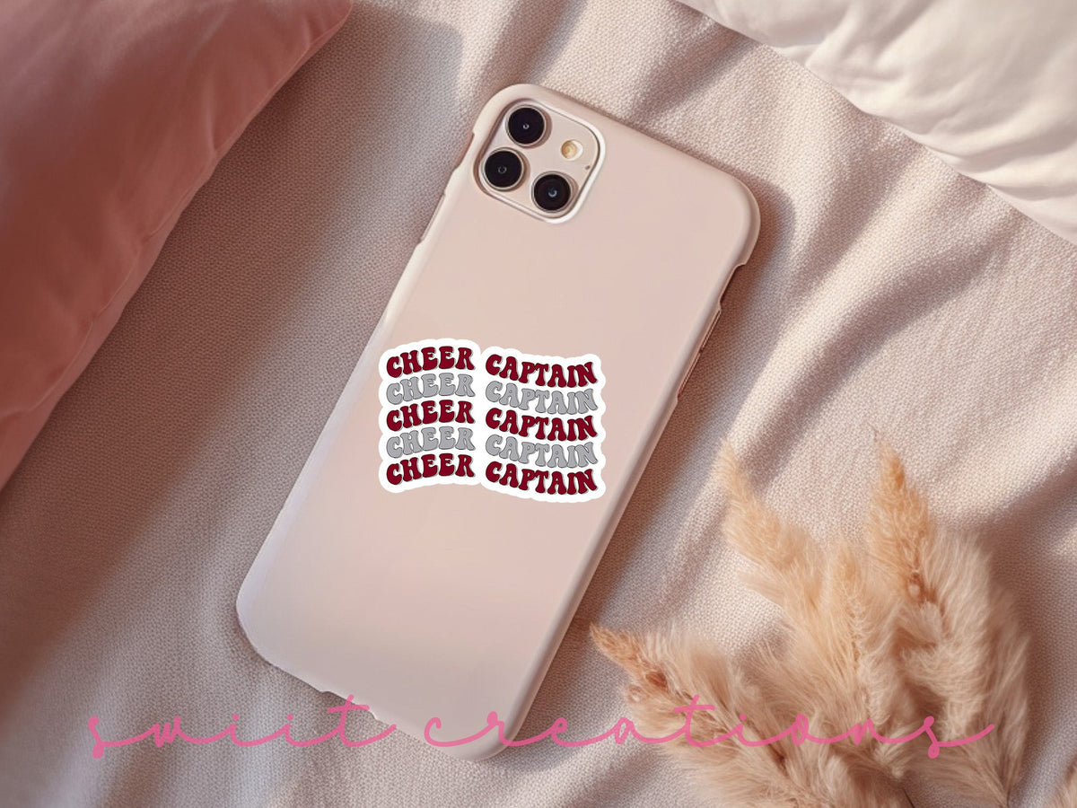 Cheer Captain Sticker Silver and Maroon SS766 - Swiit Creations