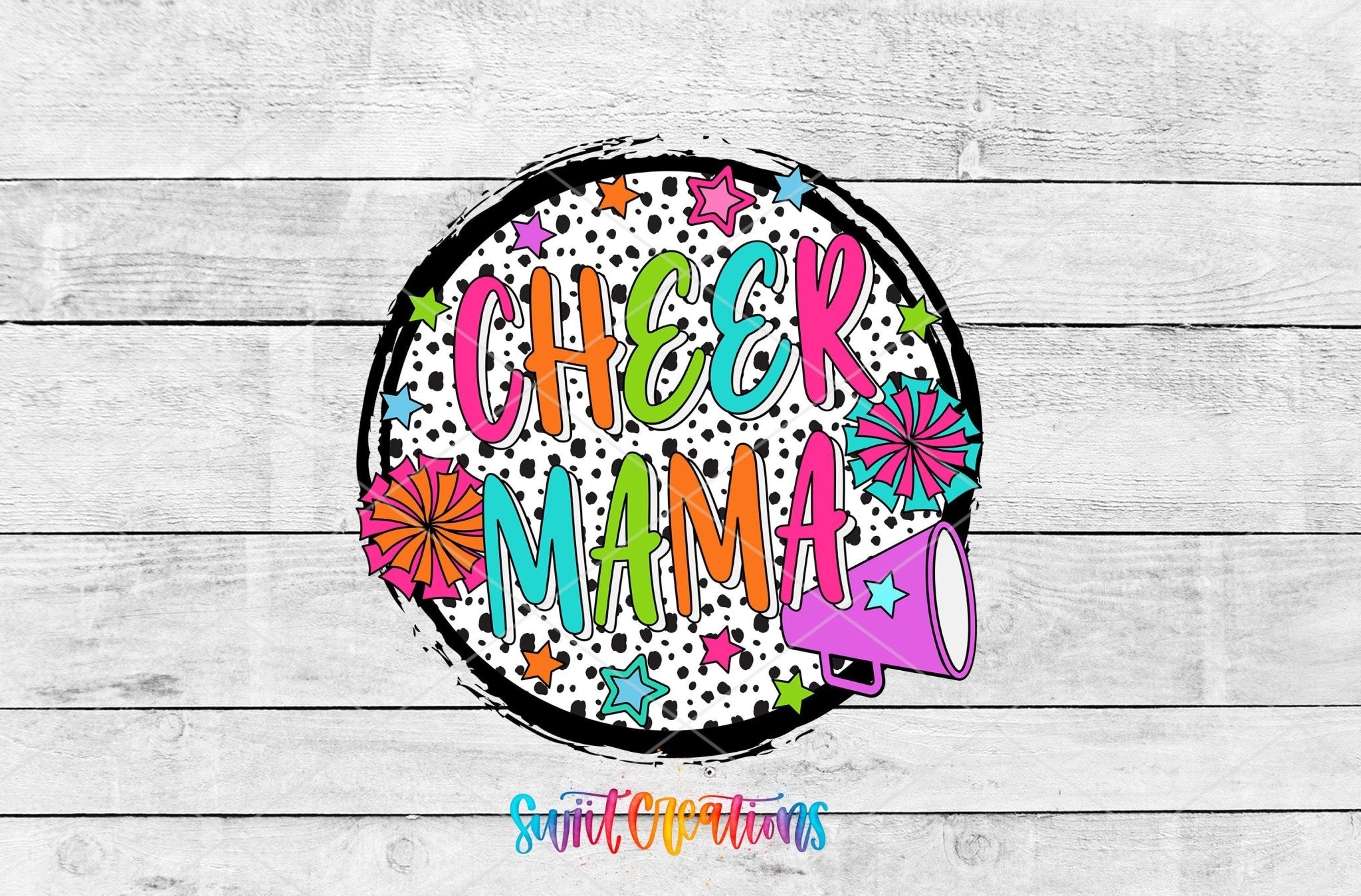 Cheer Mama Motel Keychain UV DTF Transfer | Pom Pom Sports Mom Design | MK1031 - Swiit Creations