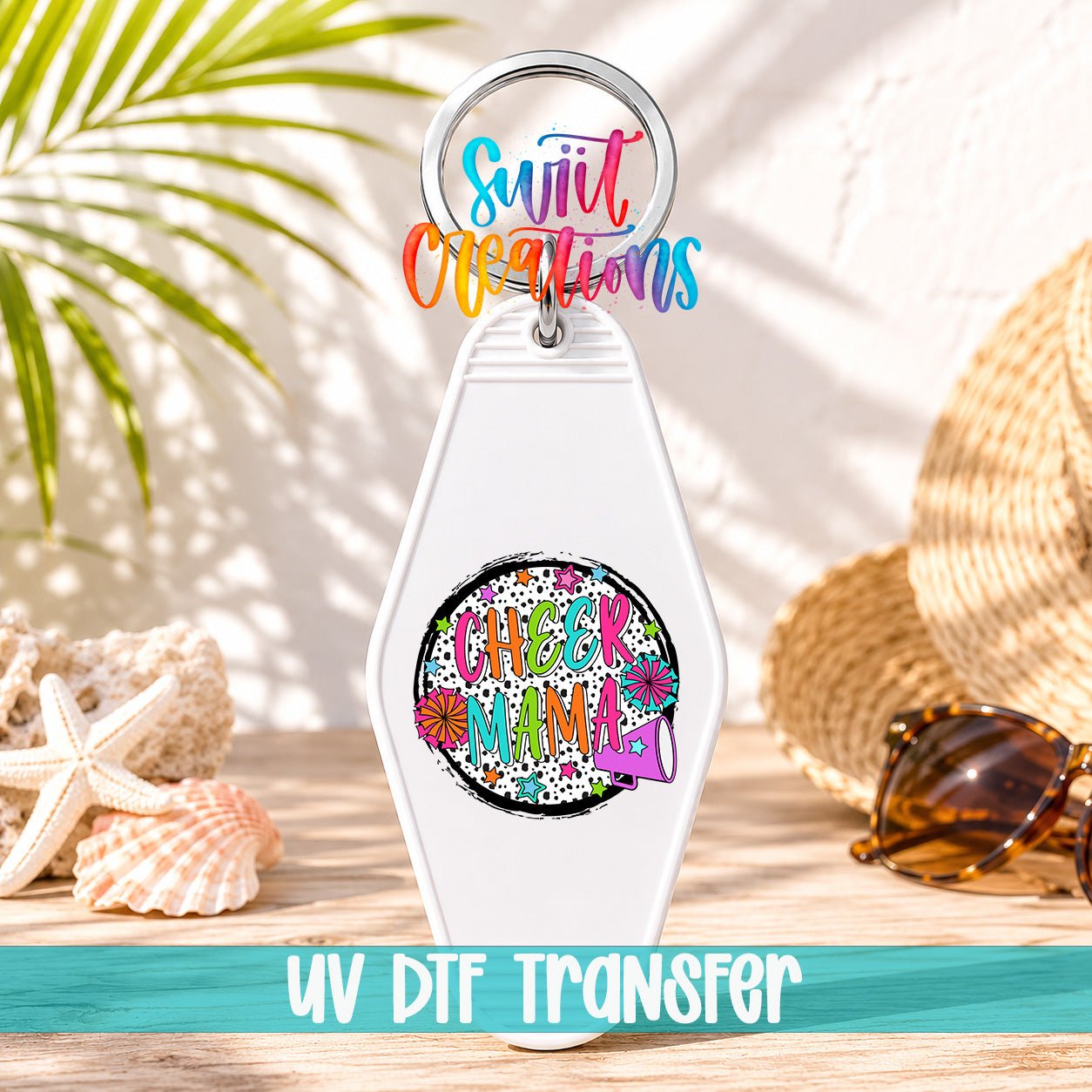 Cheer Mama Motel Keychain UV DTF Transfer | Pom Pom Sports Mom Design | MK1031 - Swiit Creations
