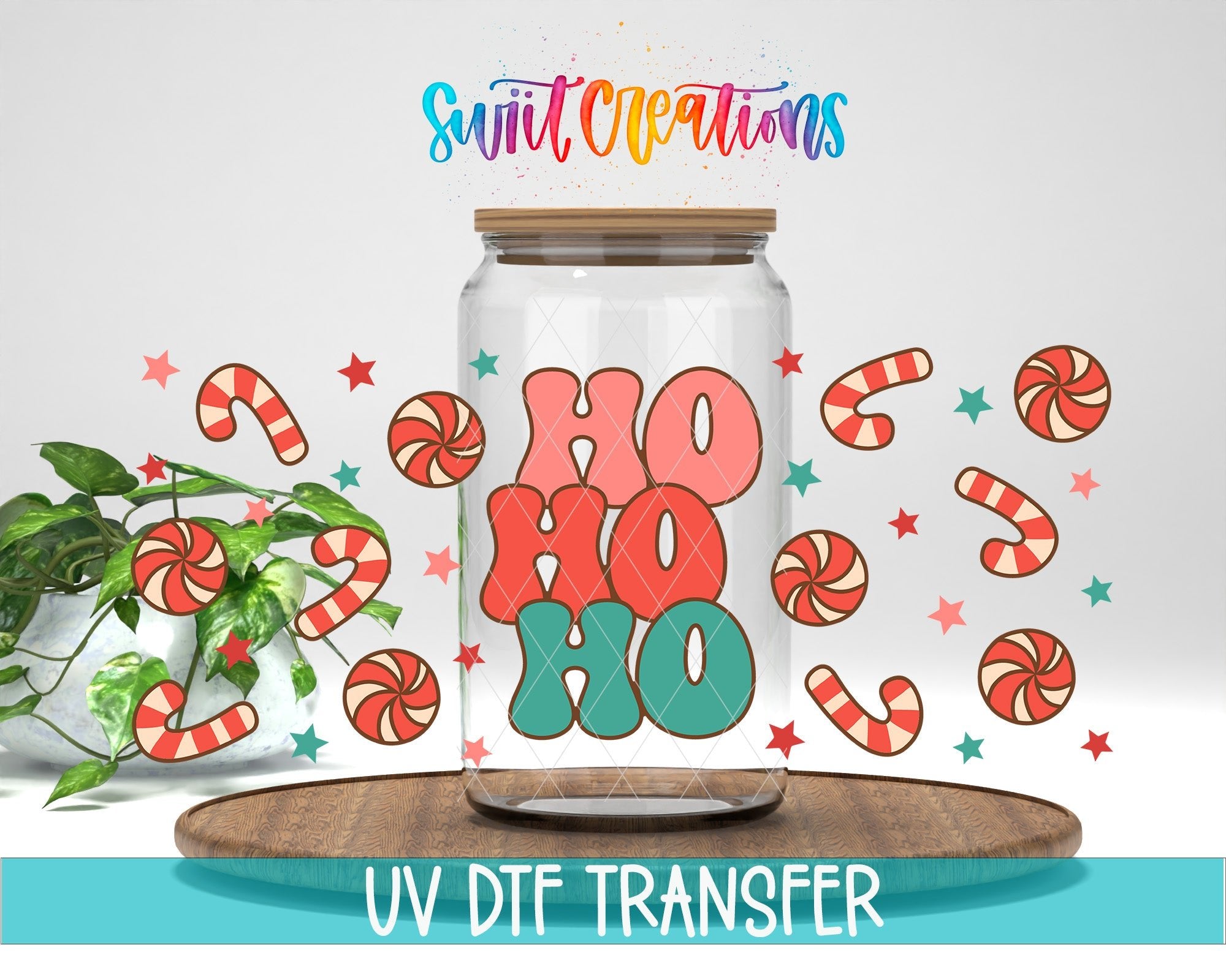Christmas Candy Cane and Stars UV DTF Wrap | DTF208 - Swiit Creations
