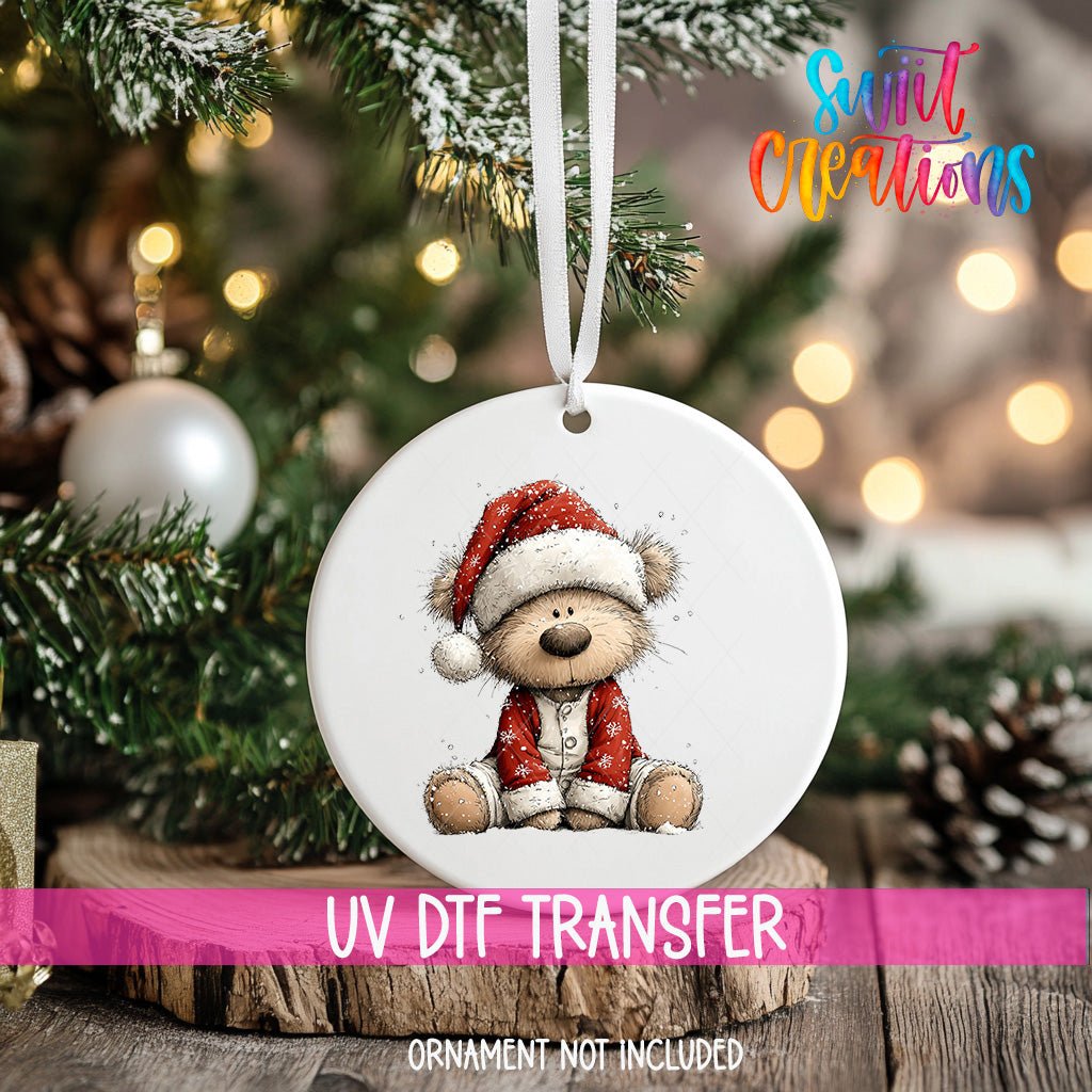 Christmas Teddy Bear UV DTF Ornament Transfer | O-1805 - Swiit Creations