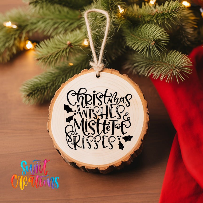 Christmas Wishes Mistletoe Kisses UV DTF Ornament Transfer | Holiday Script Transfer | O-1608 - Swiit Creations