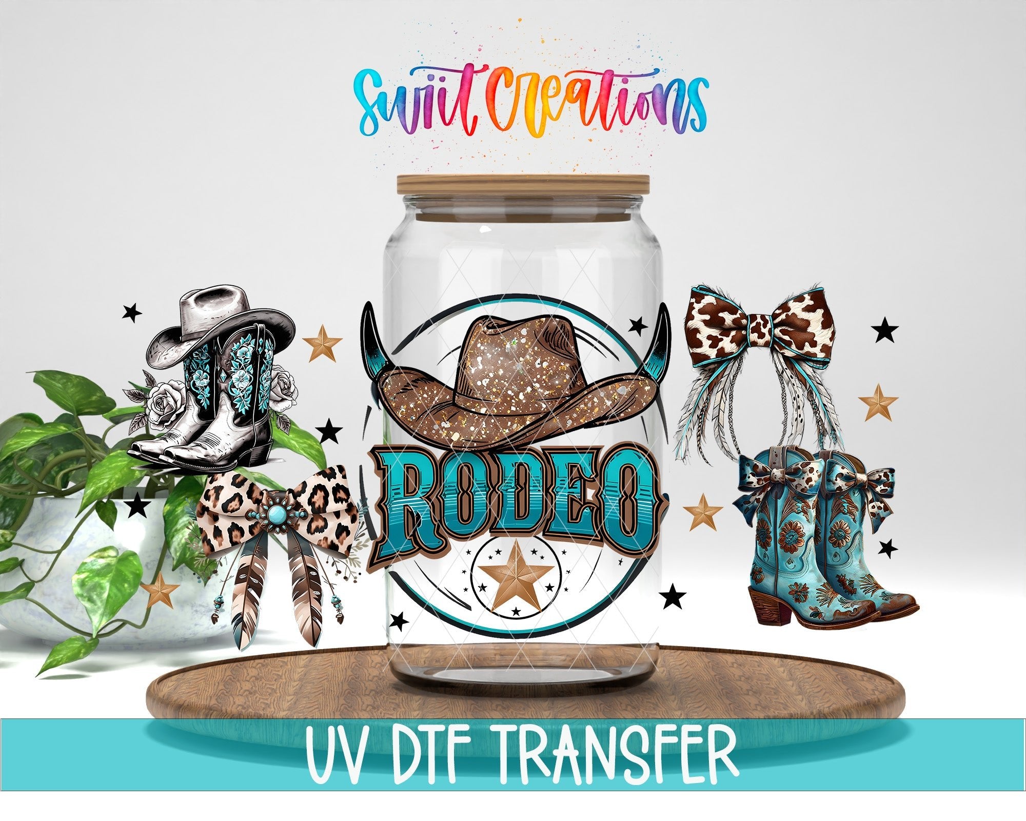 Cowgirl Boots and Hat Rodeo Western UV DTF Transfer Tumbler Wrap | DTF285 - Swiit Creations