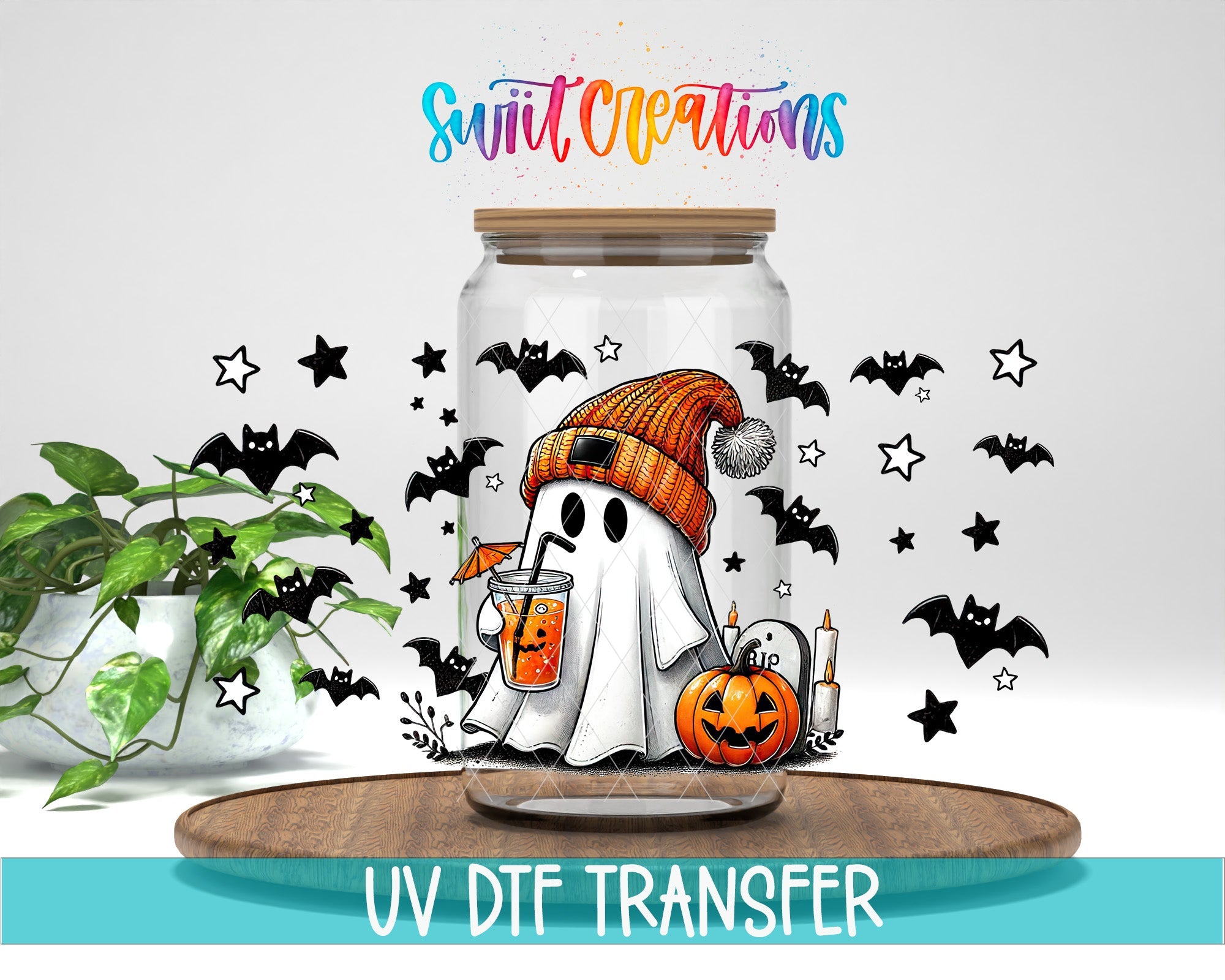 Cute Ghost Halloween UV DTF Transfer Tumbler Wrap | DTF011 - Swiit Creations
