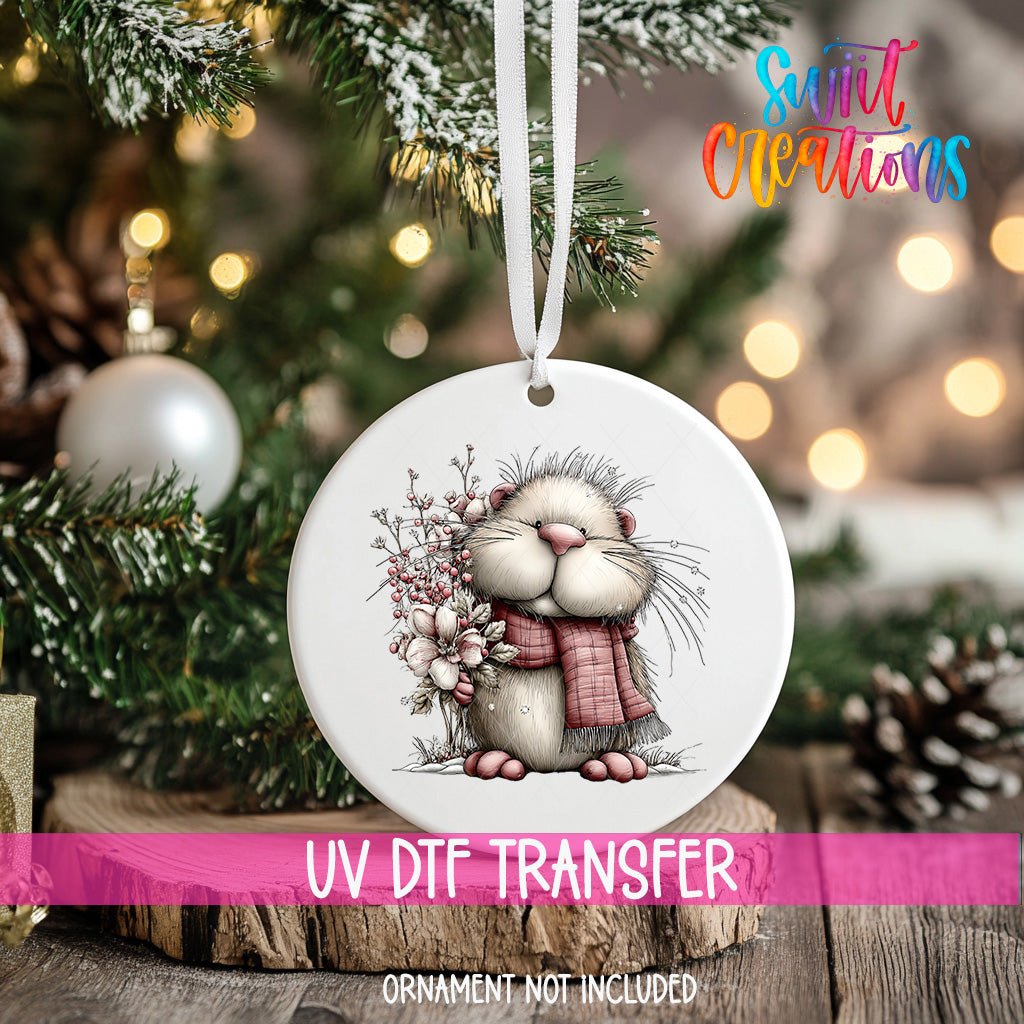 Cute Pink Woodland Hamster UV DTF Ornament Transfer | O-1949 - Swiit Creations