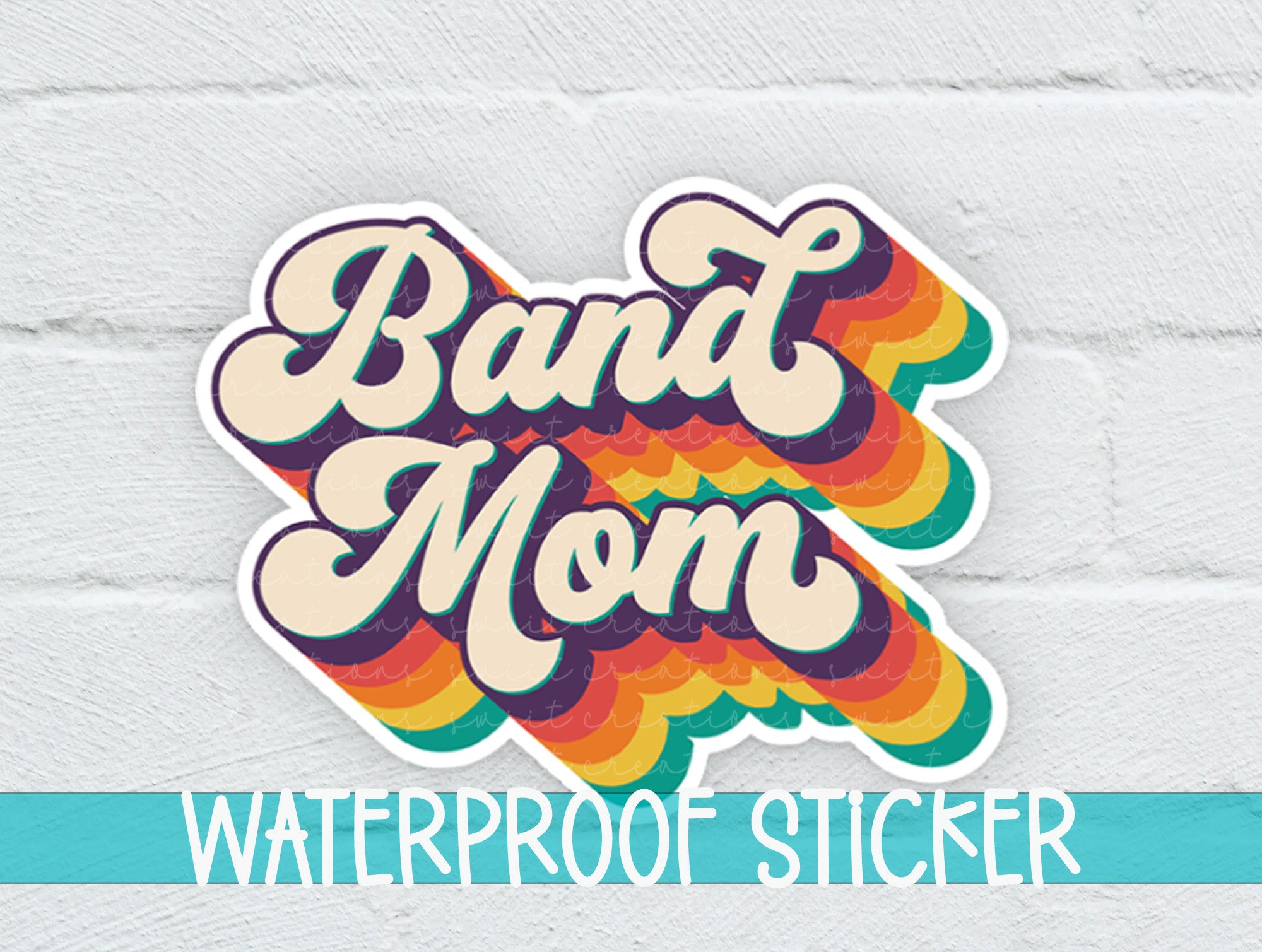 a sticker that says band mom waterproof sticker