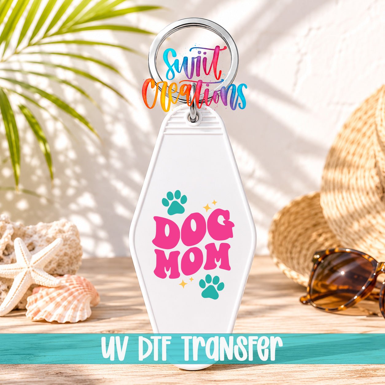Dog Mom Motel Keychain UV DTF Transfer | Paw Print | Beach Gift For Pet Lovers | MK2104 - Swiit Creations