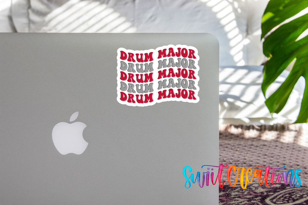 Drum Major Red and Grey Waterproof Vinyl Sticker | SS1616 - Swiit Creations