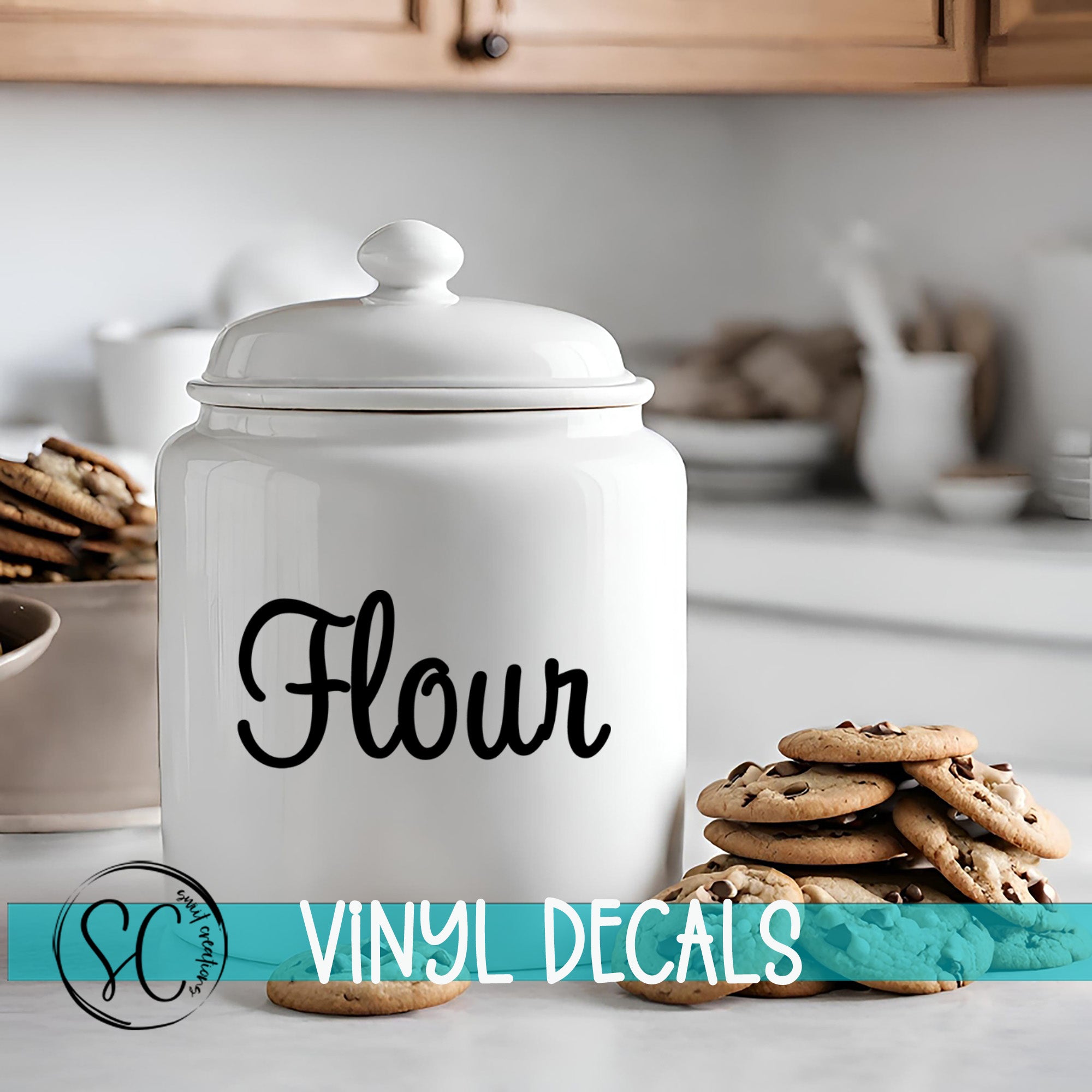 a cookie jar with a cookie on top of it