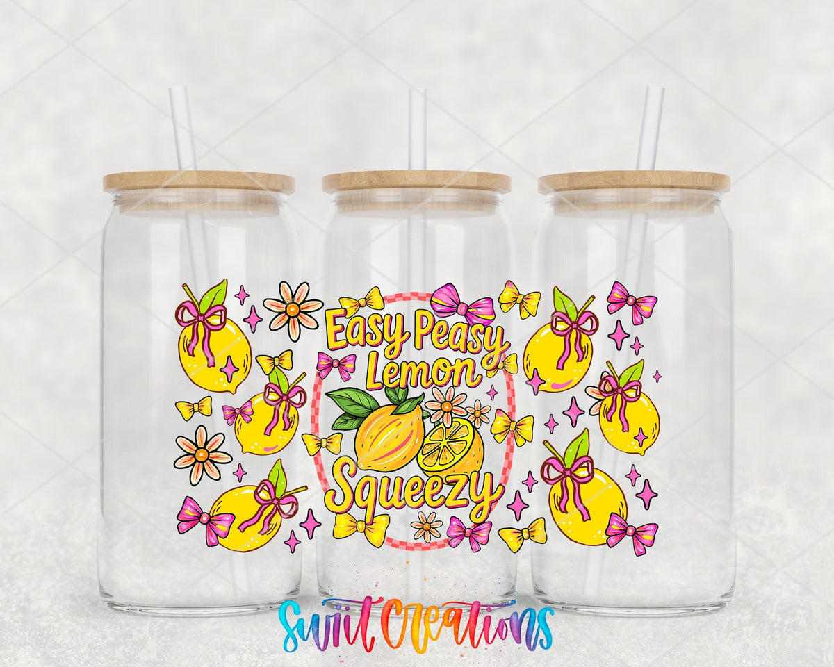 Easy Peasy Lemon Squeezy UV DTF Transfer Tumbler Wrap | Cute Lemon Bow Summer | DTF269 - Swiit Creations
