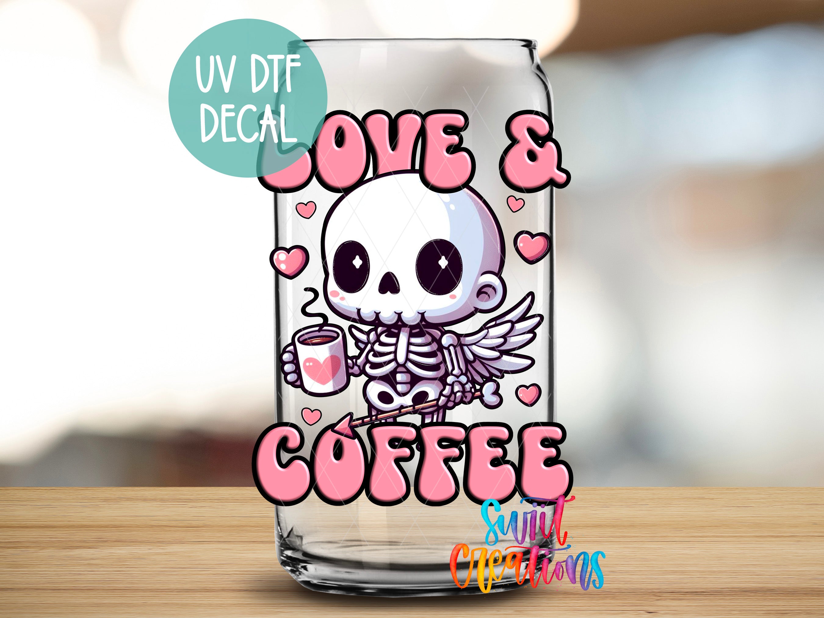 a picture of a glass with a skull on it