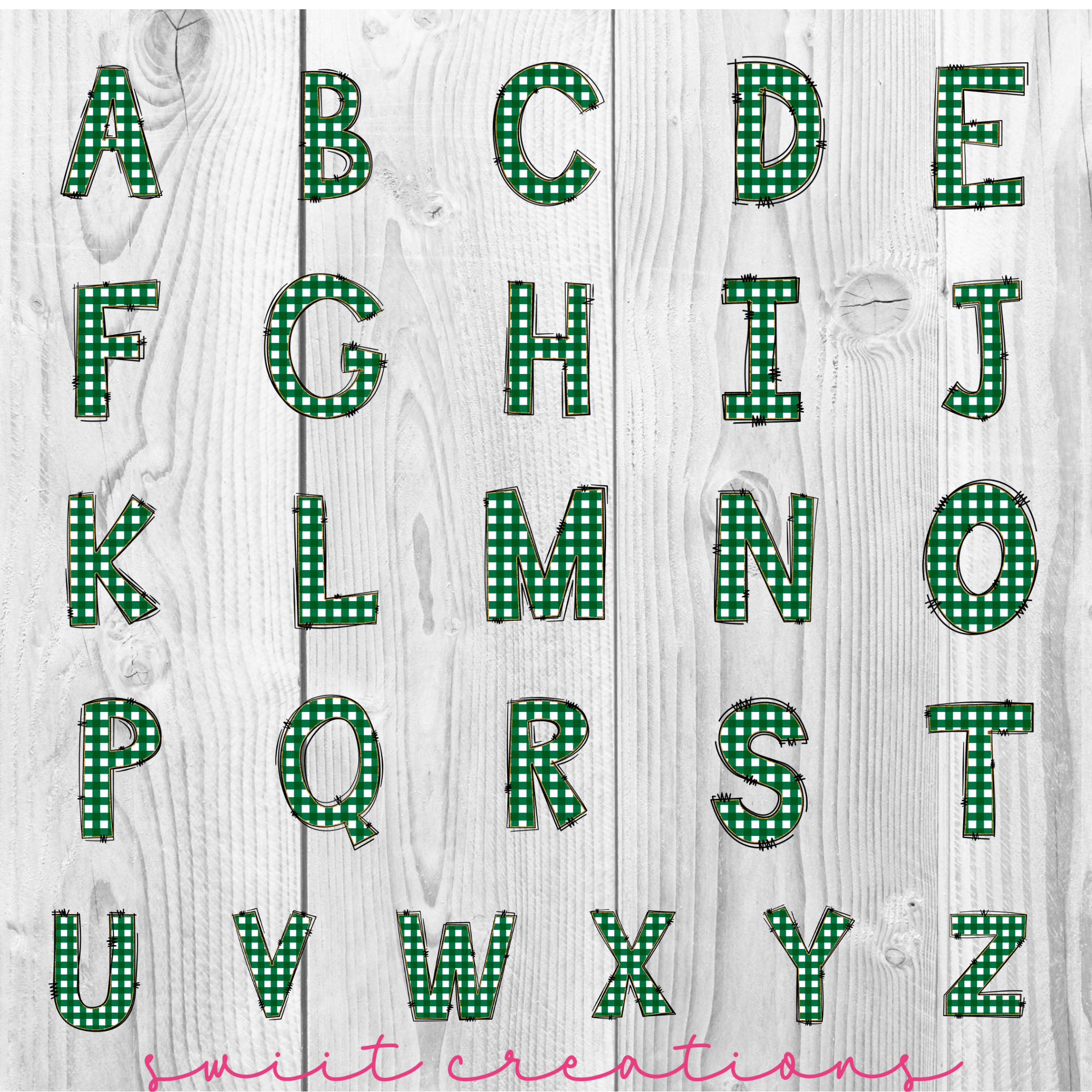 a wooden wall with green letters and numbers