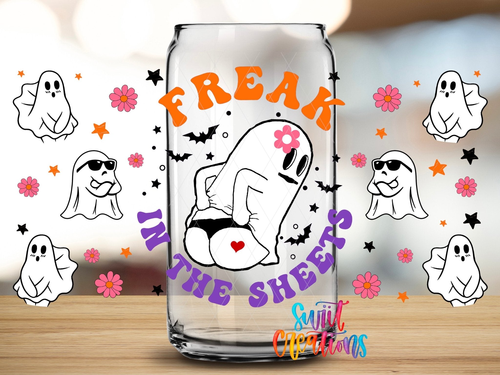 Freak In The Sheets Ghost UV DTF Transfer Tumbler Wrap | DTF152 - Swiit Creations