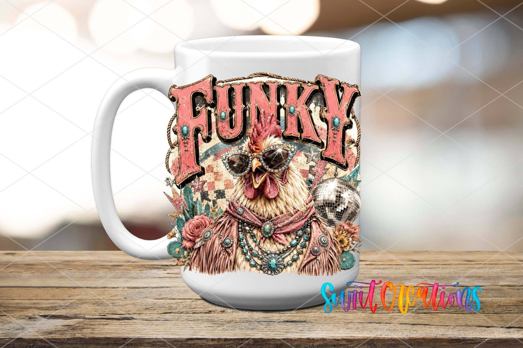 Funky Chicken Western Glam UV DTF Transfer | Funny Chicken Cup Decal | UV2076 - Swiit Creations
