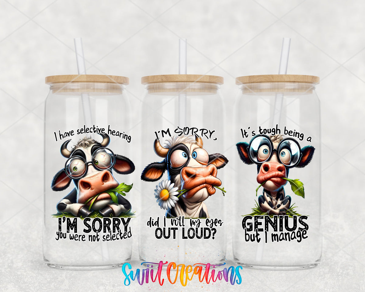 Funny Cow Sayings UV DTF Transfer Tumbler Wrap | Sarcastic Farm Animal | DTF003 - Swiit Creations