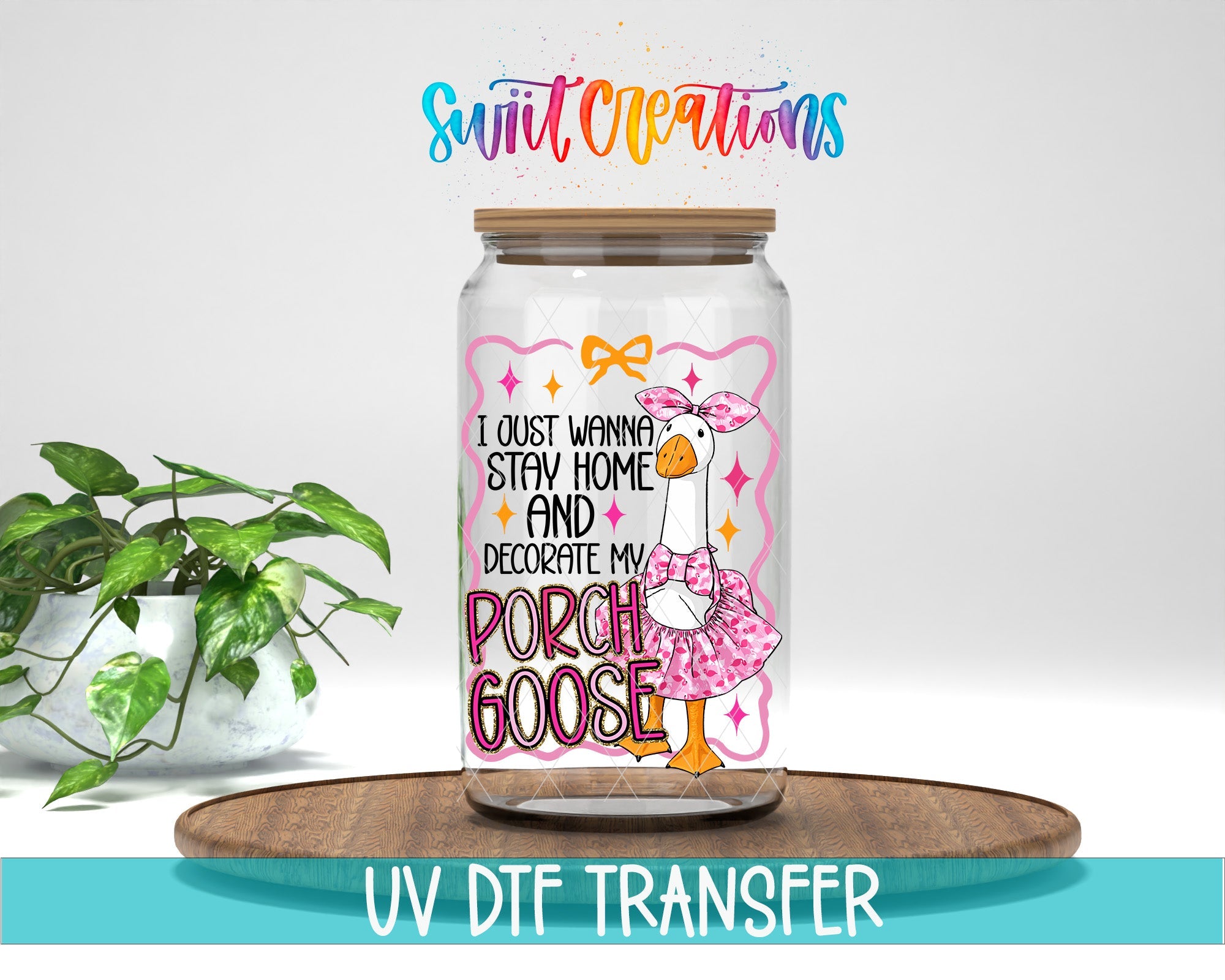 Funny Porch Goose Stay Home UV DTF Tumbler Transfer Decal | UV2039 - Swiit Creations