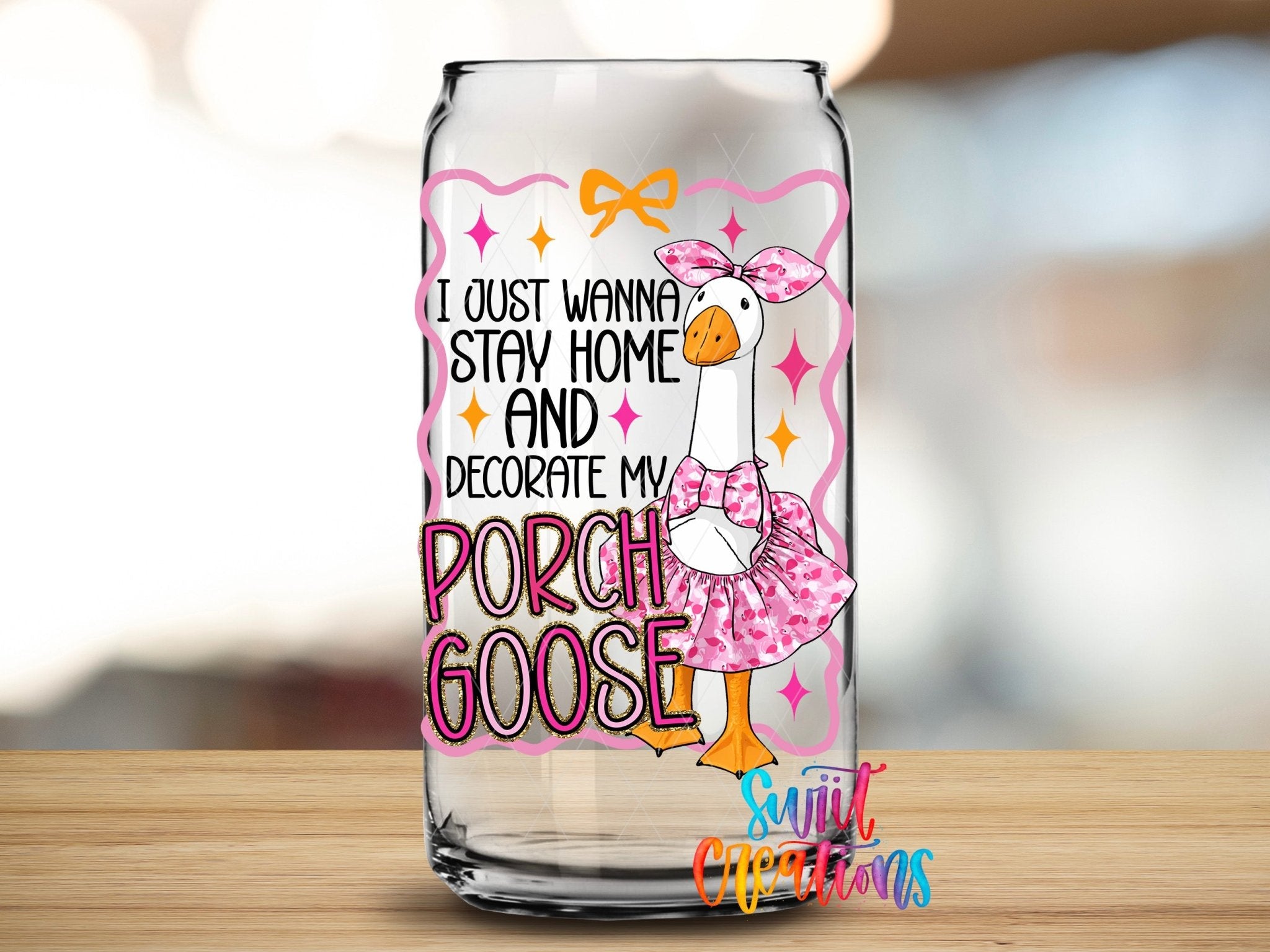 Funny Porch Goose Stay Home UV DTF Tumbler Transfer Decal | UV2039 - Swiit Creations